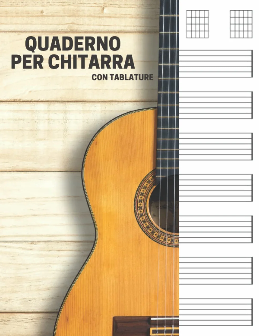 Quaderno per chitarra con tablature: 7 Tablature per pagina, 6 Griglie Per Accordi per pagina. Ideale per musicisti ,studenti o insegnanti di musica ... A4, copertina copertina personalizzata).
