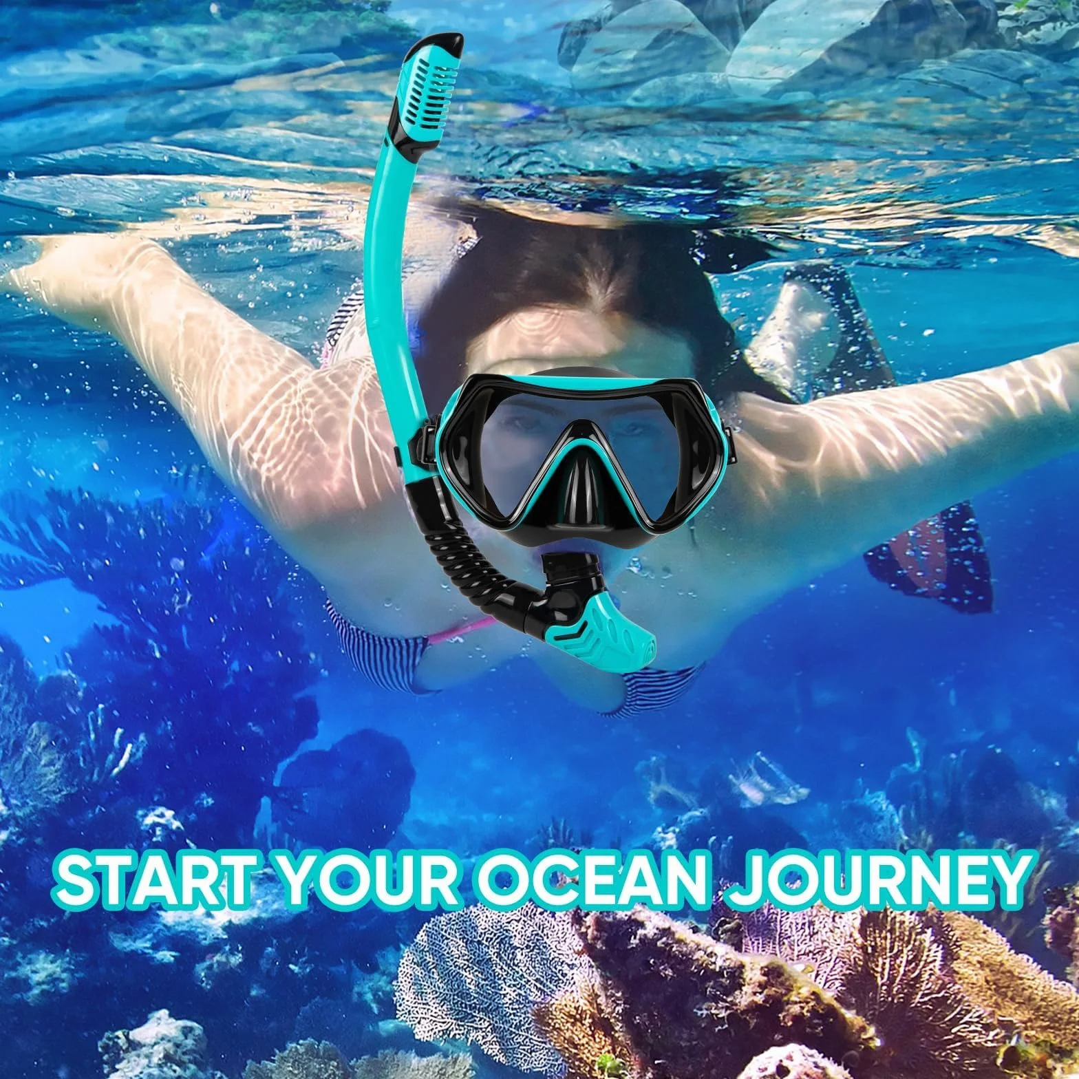 Maschera Snorkeling, Maschera Subacquea Adulti con Maschera e Boccaglio Snorkeling, Maschera per Immersioni Anti-Nebbia & Anti-Perdite Panoramica 180°, Set per Snorkeling Adulti per Donne e Uomo