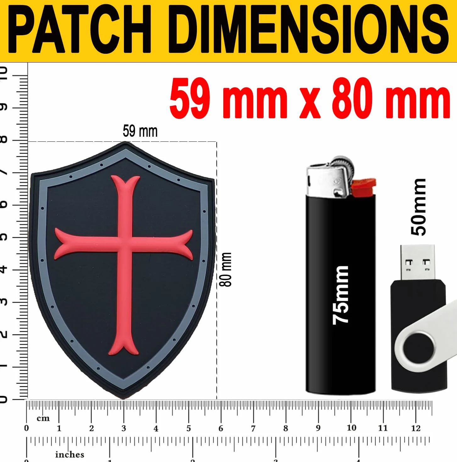 Toppa tattica militare Cavalieri Cavalieri Cavalieri Crociato 3D PVC resistente Sistema di fissaggio Gancio e Passante Spilla Templari per Zaino Airsoft Survival Outdoor CrossFit