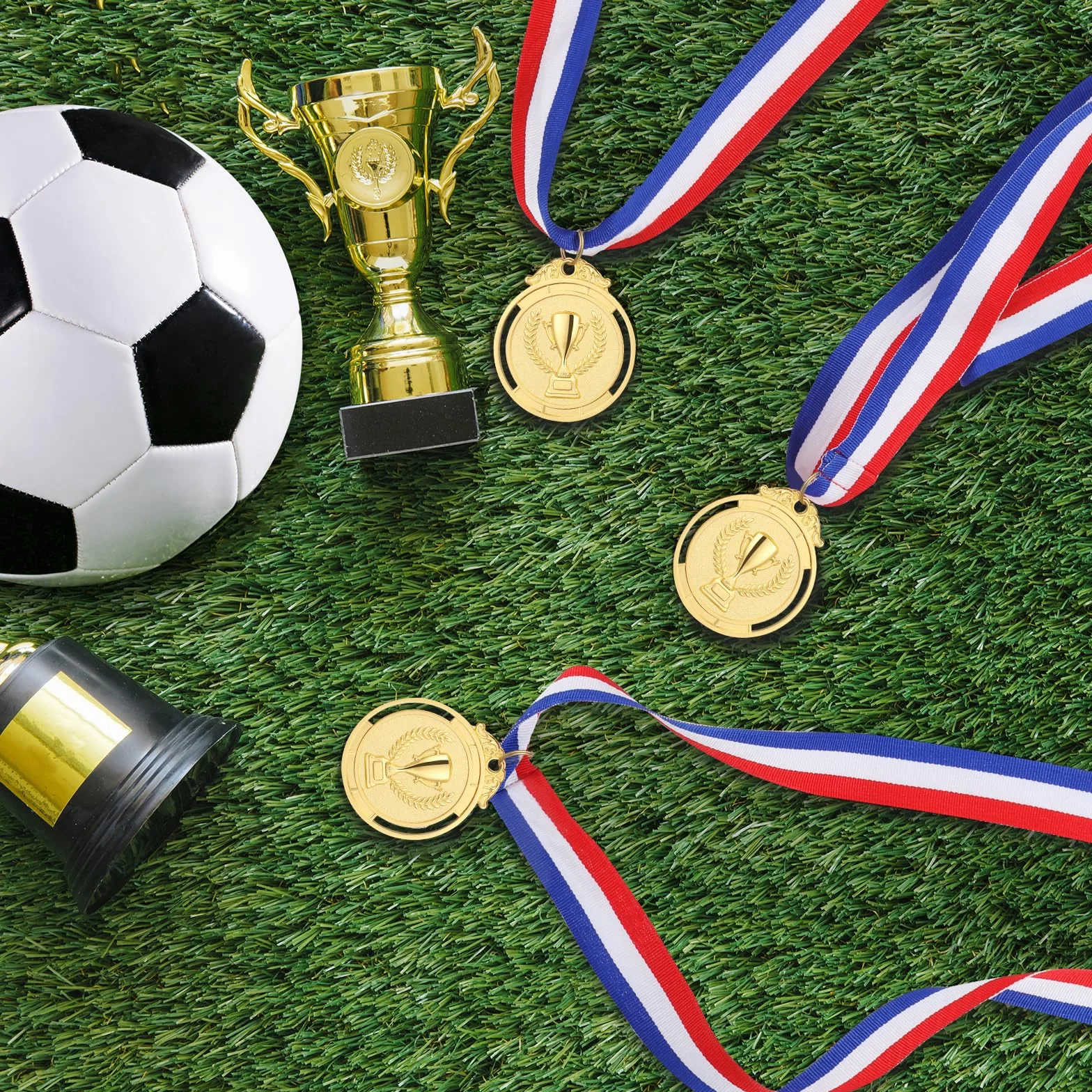GeeRic 12pz Medaglie d'oro in Metallo con Nastro per Bambini, Studenti, Atleti, Vincitore di Gara Sportiva