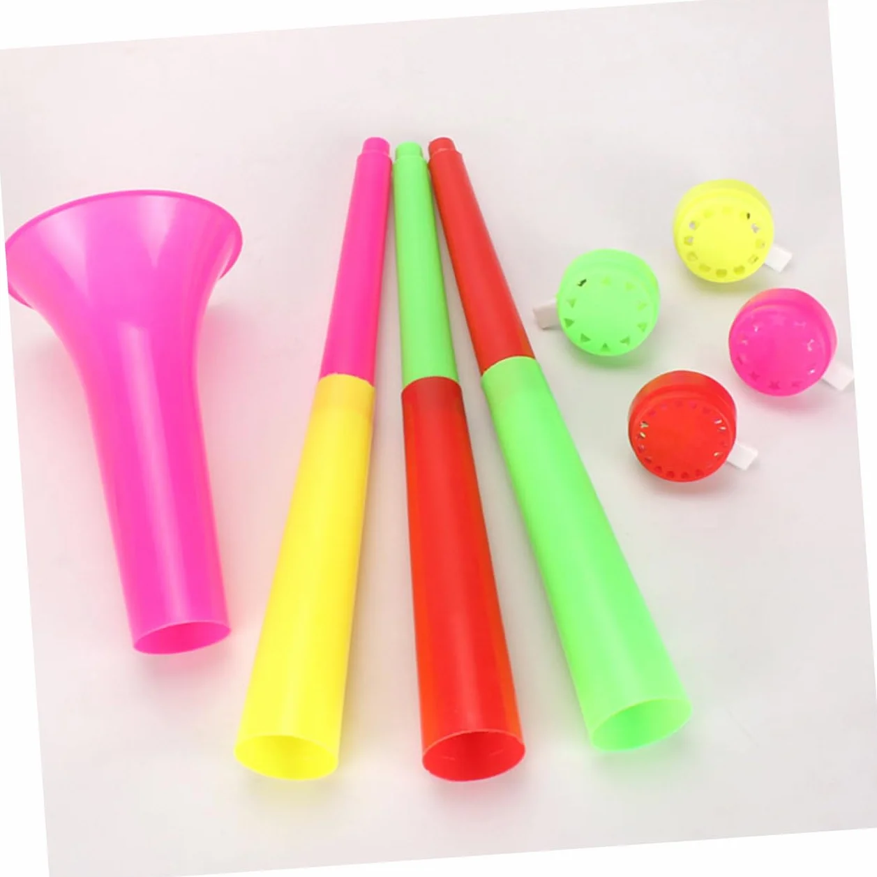 TOYANDONA Trombe da Stadio 4 Unitá, Trombone Telescopico in Plastica, Suono Chiaro, per Calcio e Feste Atletiche