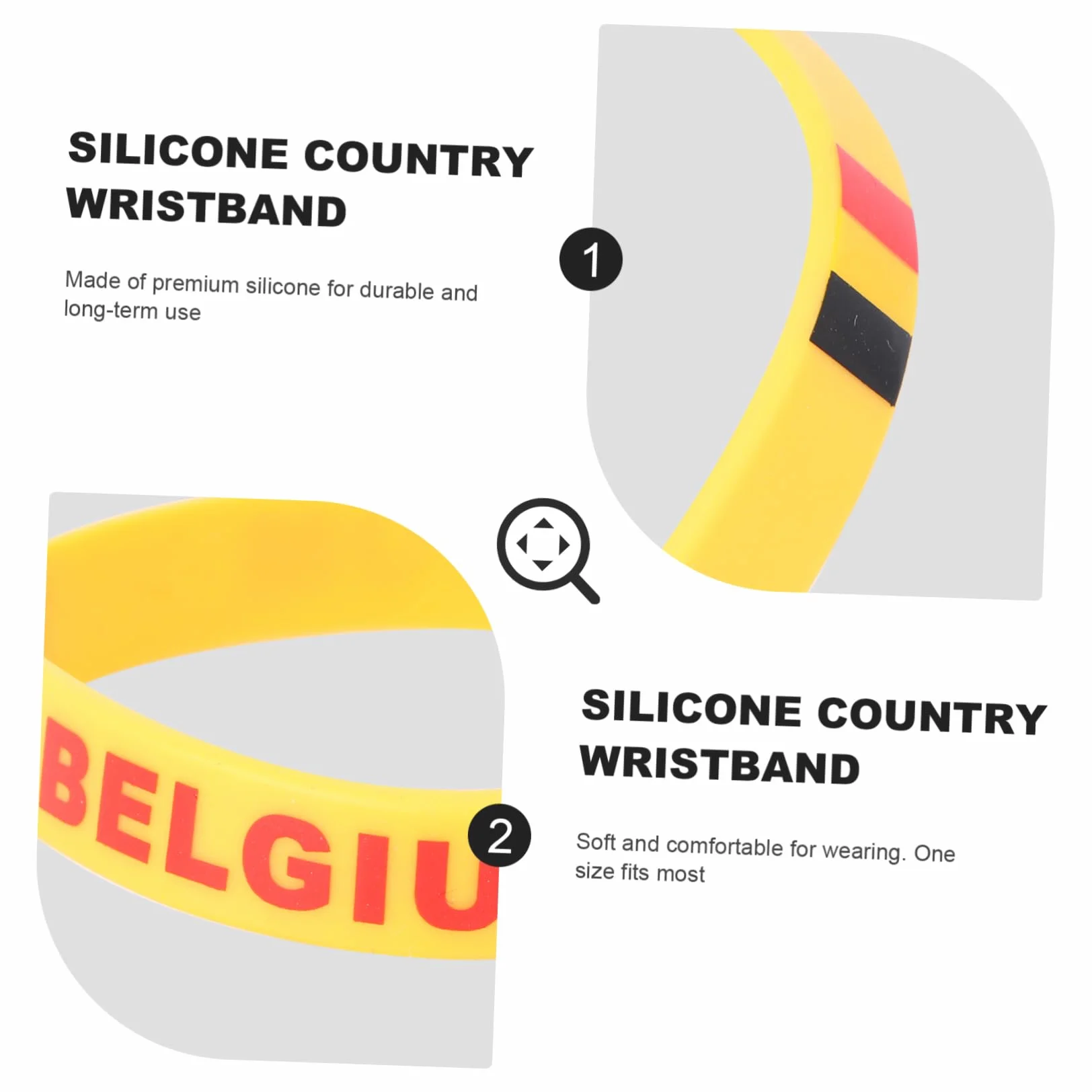 Sosoport Silicone Braccialetto Bandiera Belgio Unisex per Eventi Sportivi Nazionali