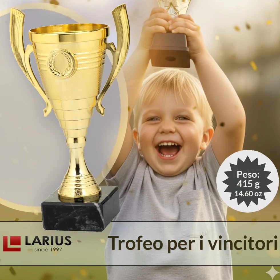 Larius Coppa 22 cm 415 g trofeo universale base in marmo personalizzabile per sport scuola concorsi premi