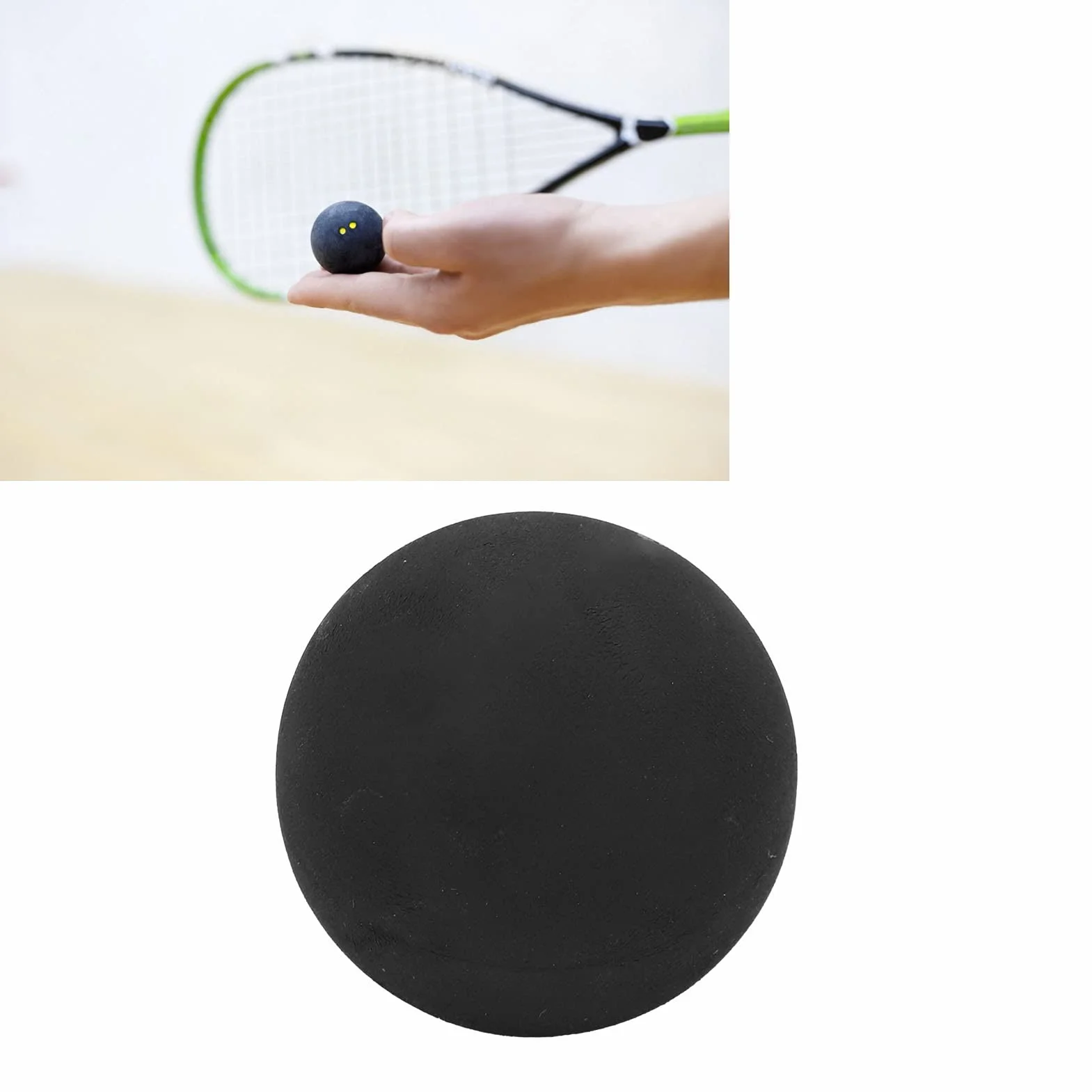 Palla da Squash 37mm Doppio Punto Giallo Gomma Competizione Professionale
