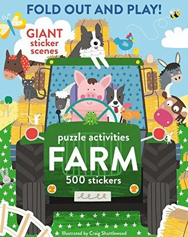 Fold Out and Play Farm: Giant Sticker Scenes, Puzzle Activities, 500 Stickers
