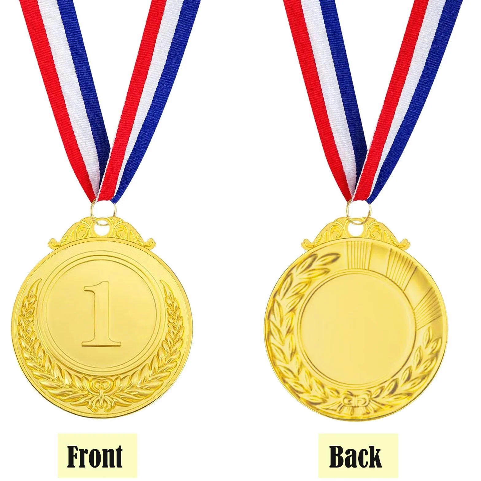 Medaglie Premiazioni Metallo Oro Argento Bronzo con Nastro Collo 5.0cm per Bambini Giochi Sport