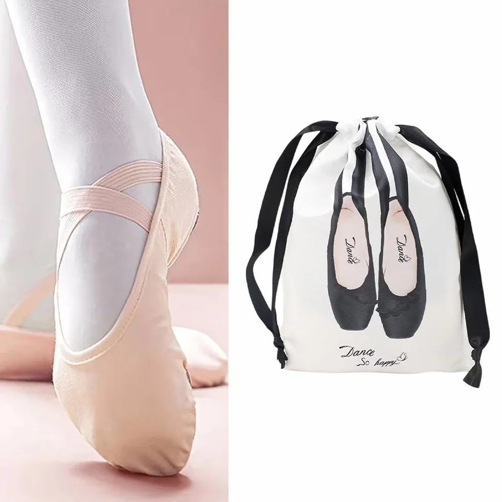 Borsa per Scarpe Punta in Raso Portatili con Coulisse per Danza e Accessori Sacca Multiuso