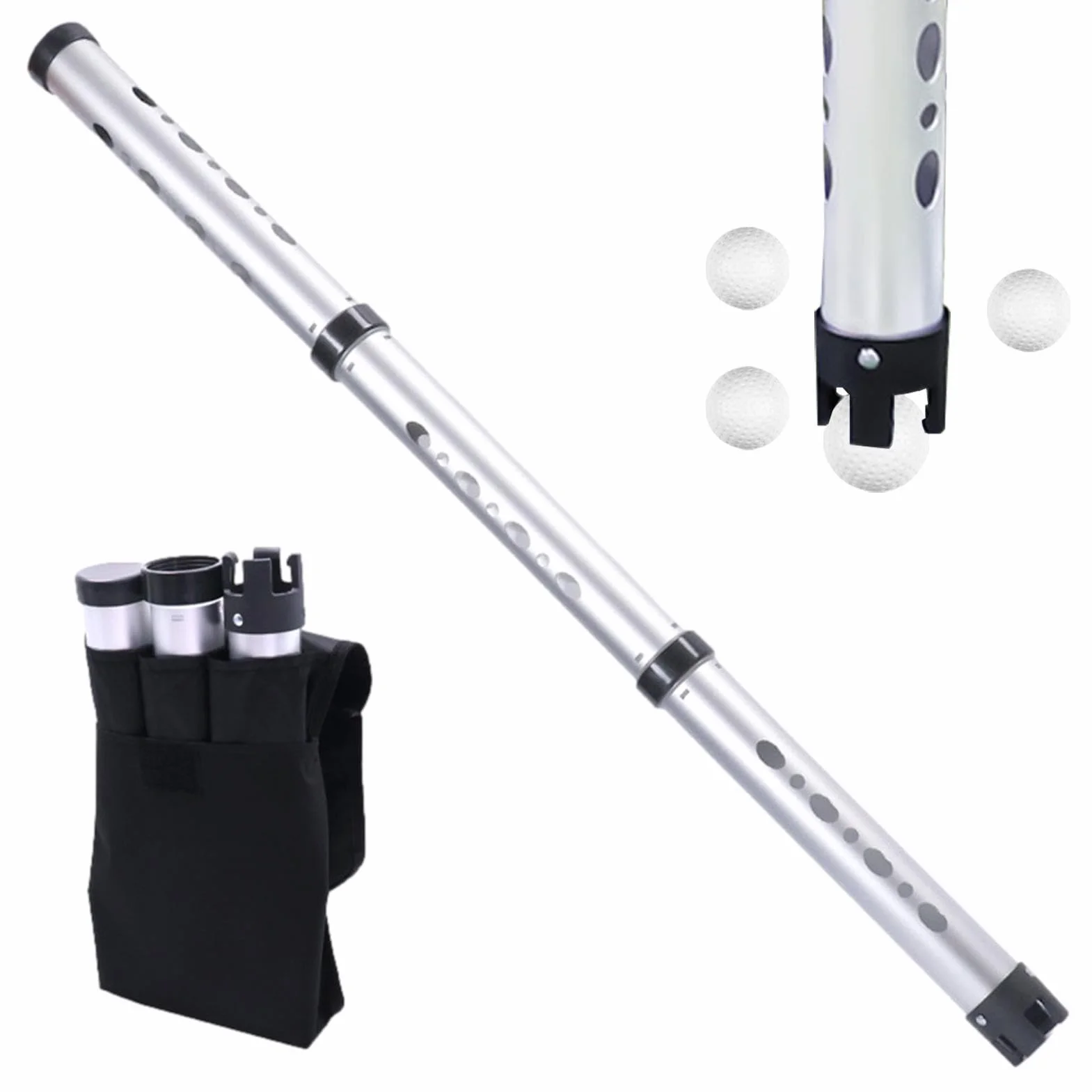 Grabber per palline da golf, raccoglie palline con tubo staccabile, leggero