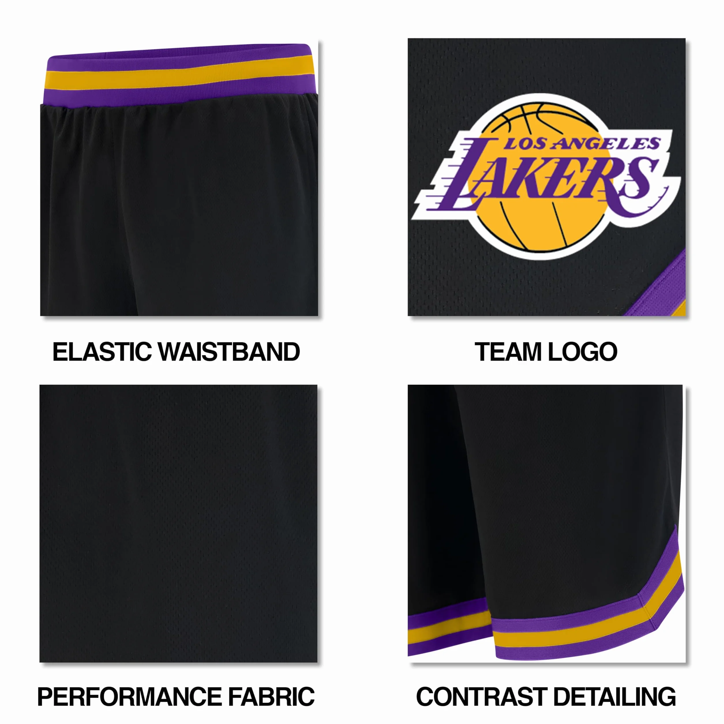 Ultra Game UNK NBA GSM3547F NBA Woven Team Logo Poly Mesh Basket Shorts Nero, Large