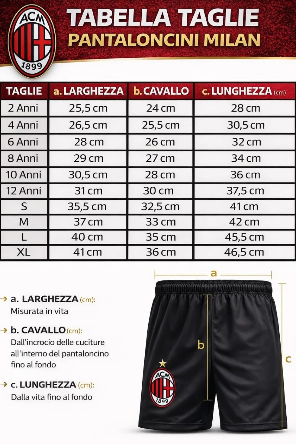 Pantaloncini Milan Replica Ufficiali Autorizzati - Pantaloni Adulto Ragazzo Bambino