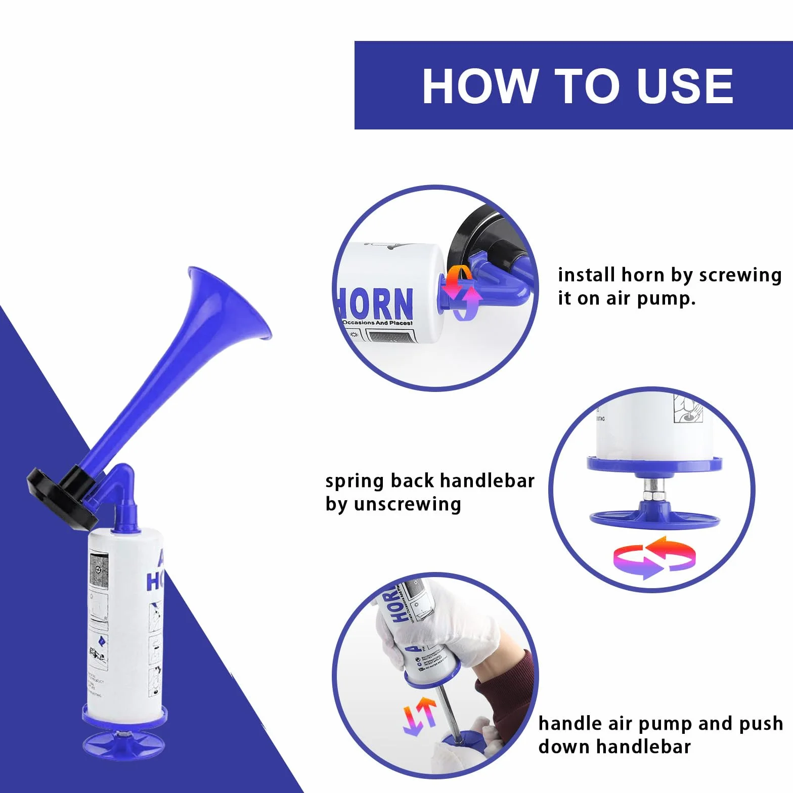 AirHorn, 2 pezzi Air Horn, Fanfare Horn, Metal Fanfare Compressed Air Horn trotle forte, tromba ad aria compressa, tromba ad aria compressa, tromba ad aria compressa, tromba per tiro