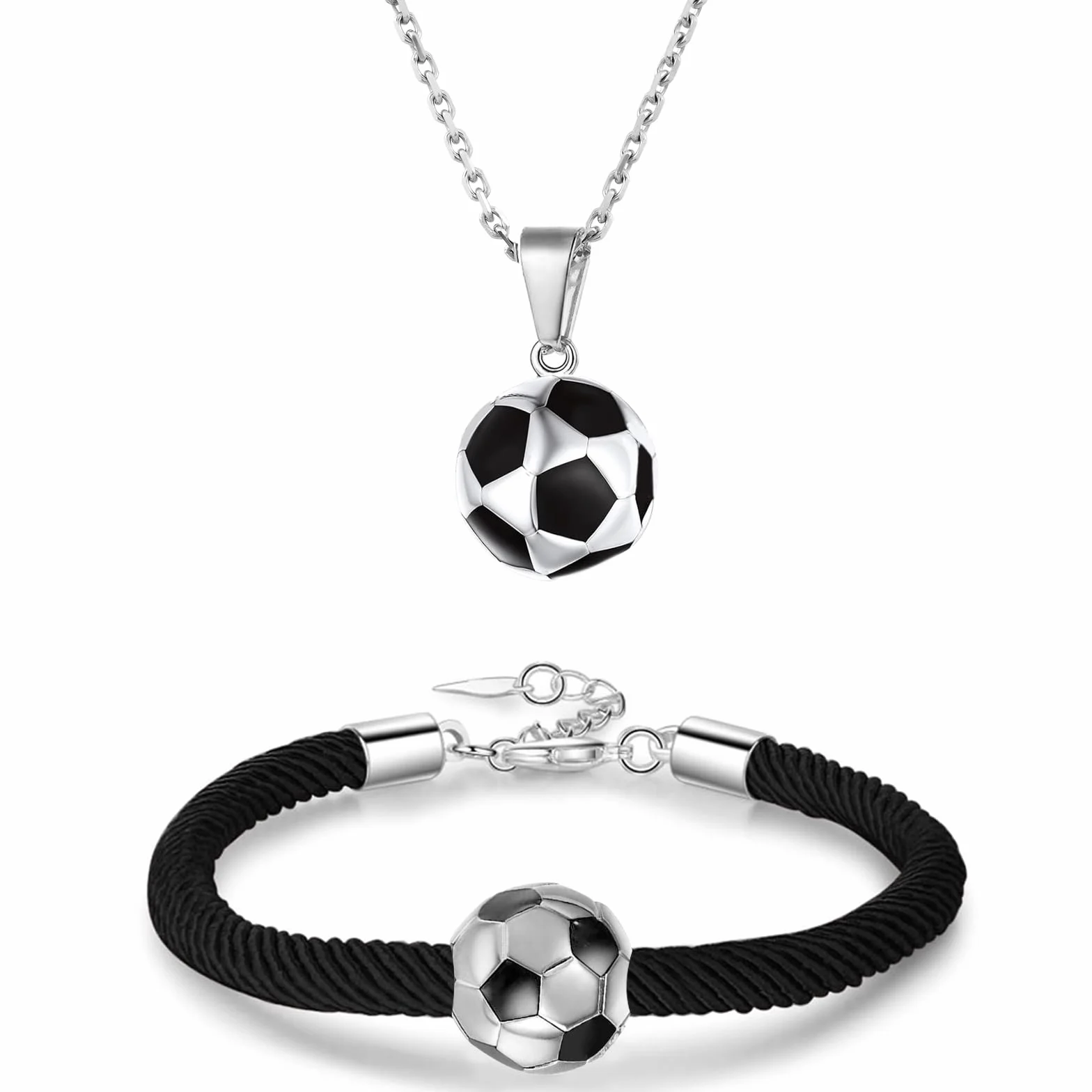 SwirlColor Bracciale da Calcio in Acciaio Inox Regolabile Intrecciato per Bambini