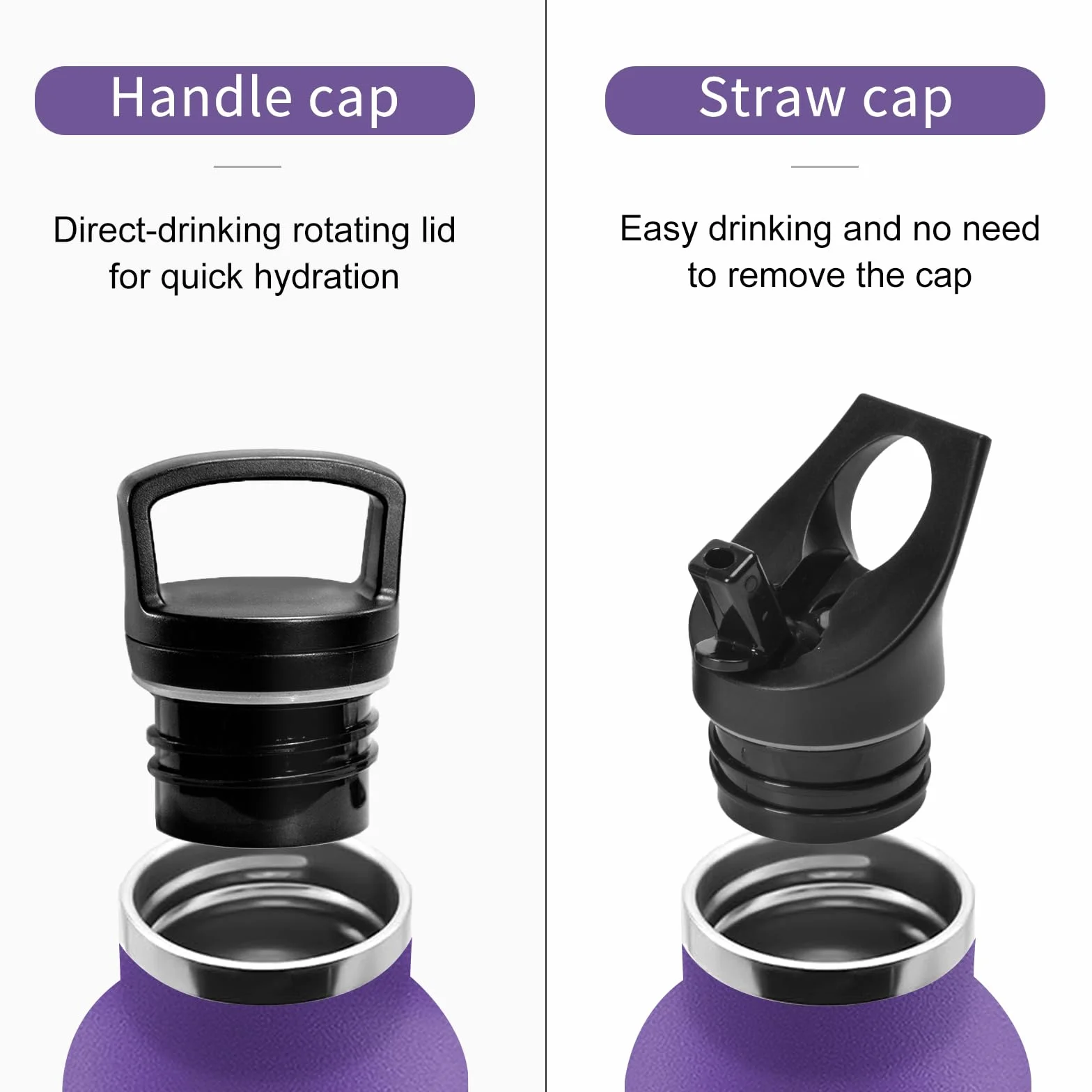 Borraccia Termica 750 ml Acciaio Inox con Cannuccia, Senza BPA, a Prova di Perdite per Bevande Gassate Fitness Campeggio