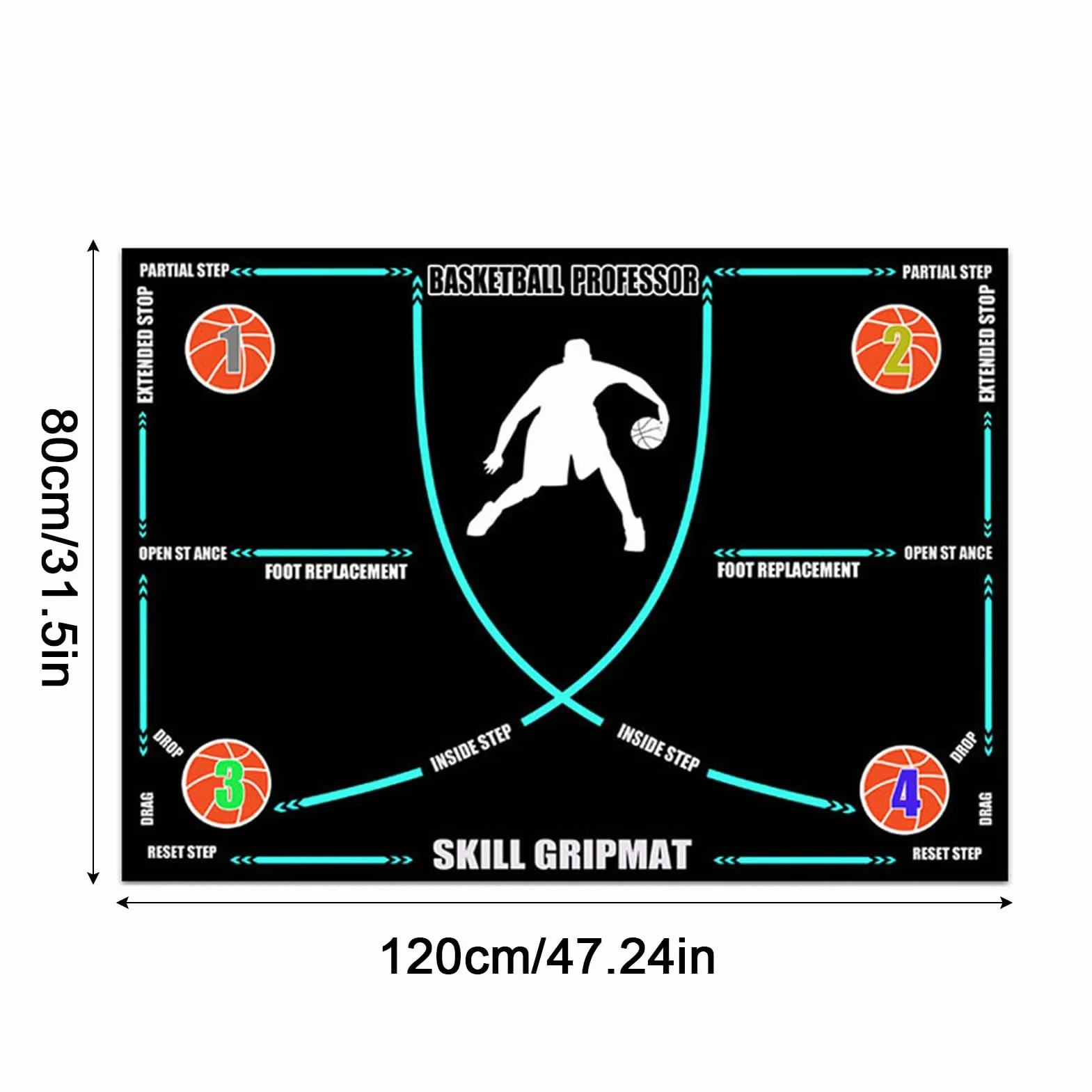 Tappetino da Allenamento per Pallacanestro 120x86cm Antiscivolo Silenzioso Portatile
