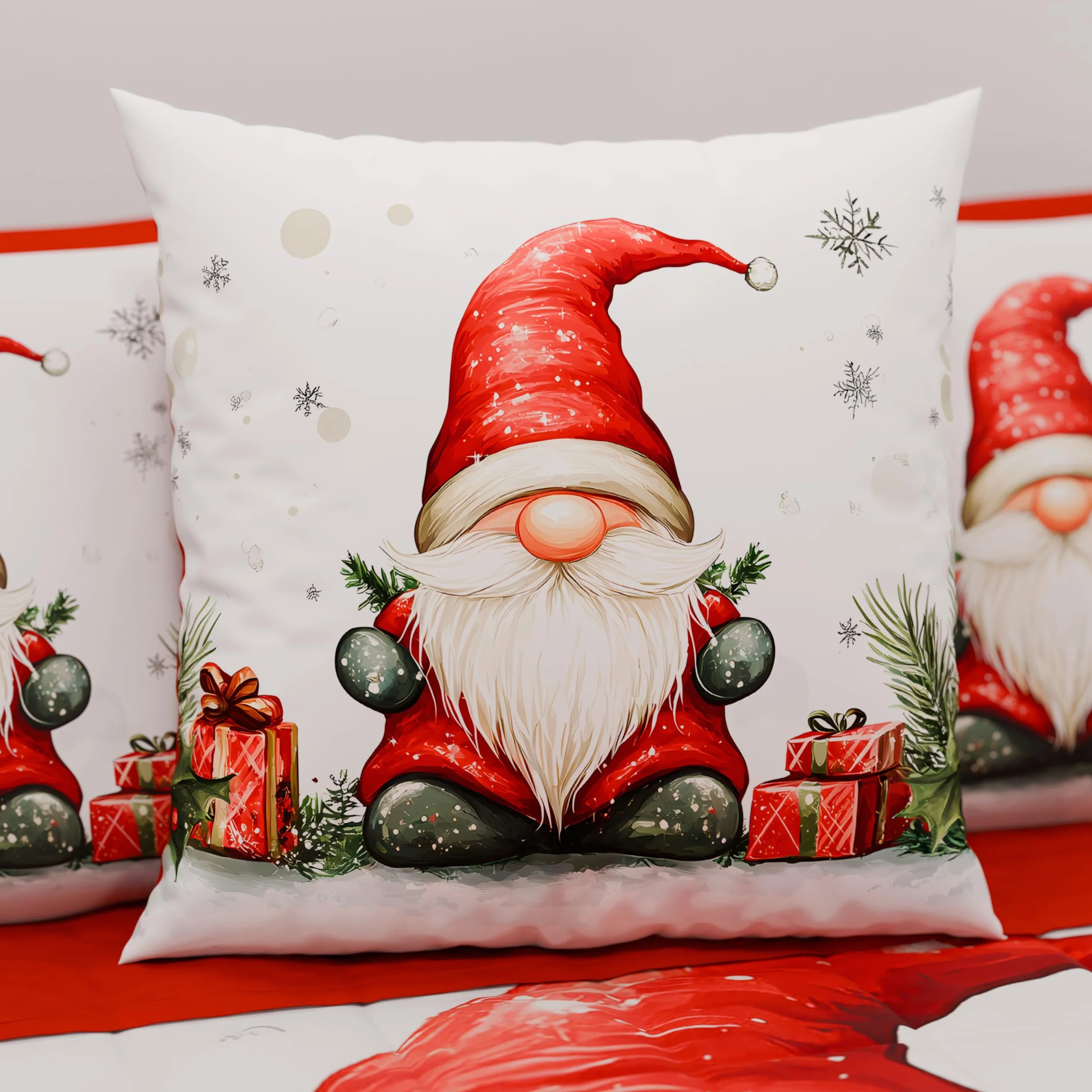 Petti Artigiani Italiani Federe Cuscino 50x50 cm Microfibra Natalizie Set 2 Pezzi Gnomo