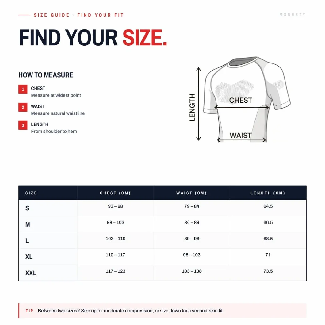 Modesty - Rashguard Uomo Compressione Traspirante – Aerazione Ascelle Torso Posteriore – MMA JJB Lotta Boxe – Bodybuilding Cross Training Fitness