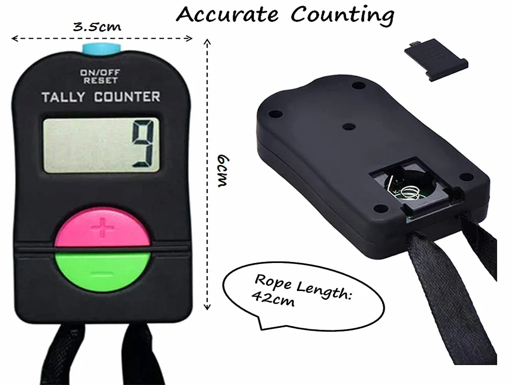 Contatore Elettronico Manuale Digitale Portatile LCD Clicker Sportivo da Golf (Nero)