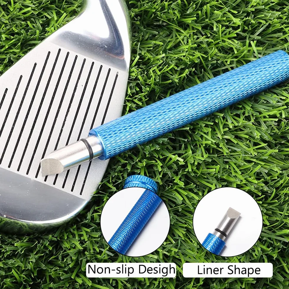 Golf Groove Cleaner U V Attrezzi da Pulizia per Mazze 3 Pezzi con Moschettone Retrattile