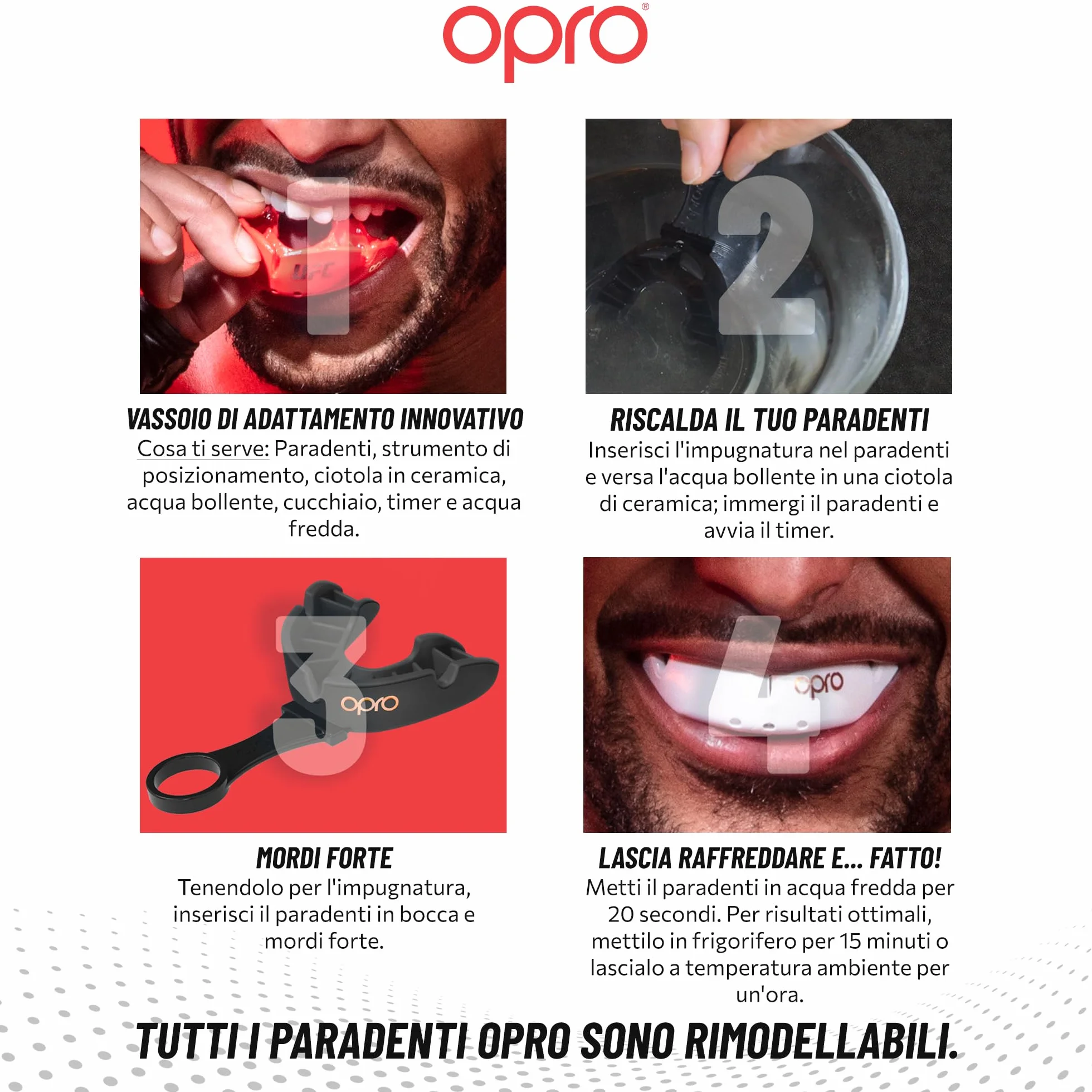 OPRO Paradenti Livello Bronzo - Aderenza Essenziale - Protezione Dentale per Boxe, MMA, Rugby, Hockey