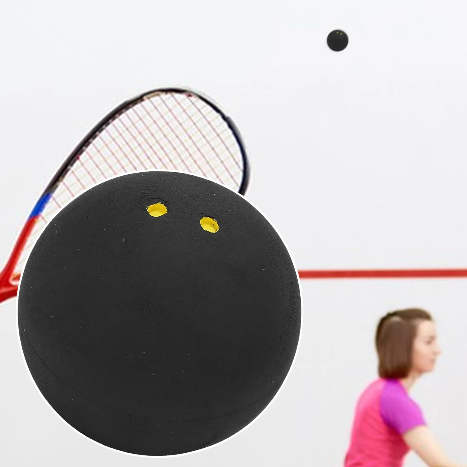 Palline Da Squash Punto Giallo Doppio, Palla da Squash per Competizione con Rimbalzo Elevato