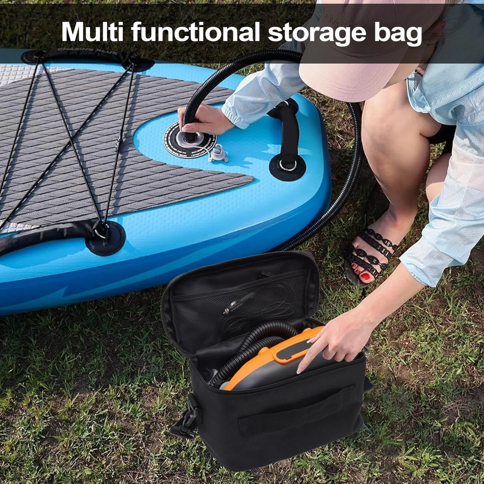 Borsa per pompa elettrica a tracolla, sacca per pompa a paddle, borsa di trasporto regolabile portatile