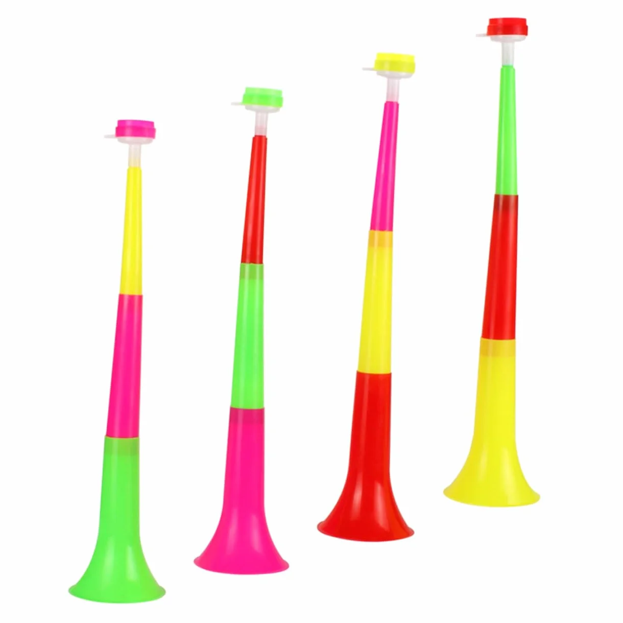 TOYANDONA Trombe da Stadio 4 Unitá, Trombone Telescopico in Plastica, Suono Chiaro, per Calcio e Feste Atletiche