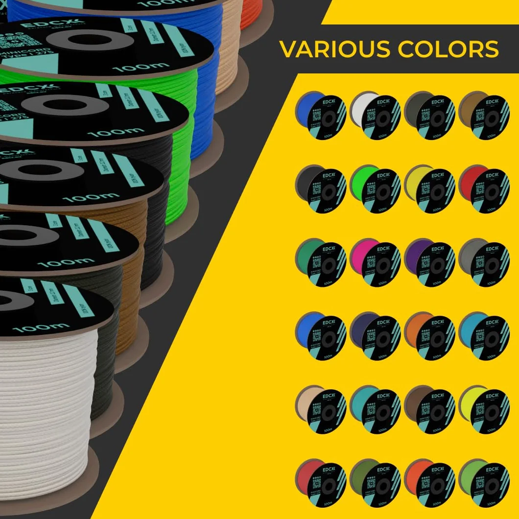 Nylon Paracord 275 2 mm 3-Strand Rope 15 m Black