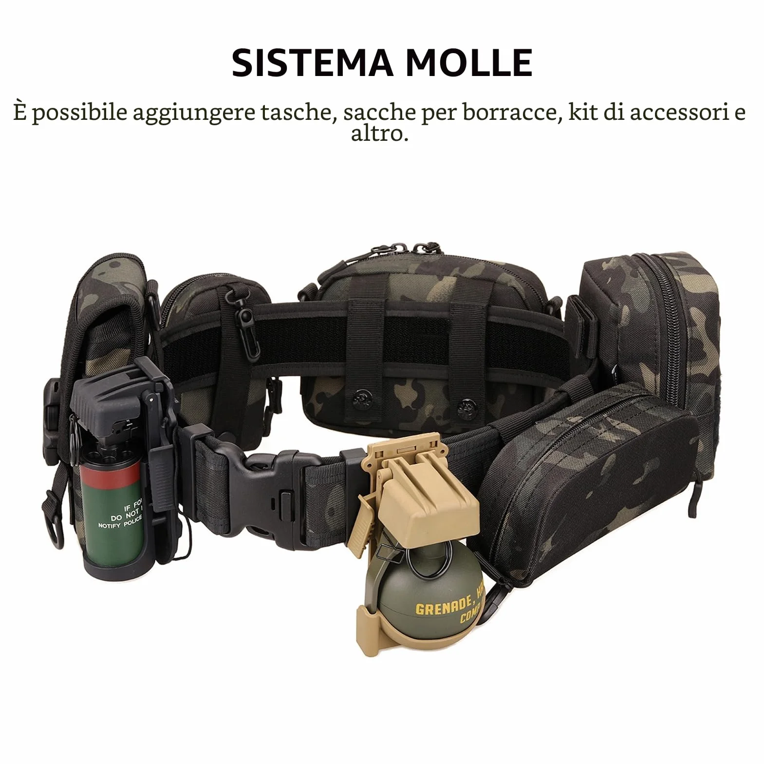 Cintura Tattica da Combattimento Regolabile Esterna per Equipaggiamento Militare Polizia Esercito Caccia Paintball