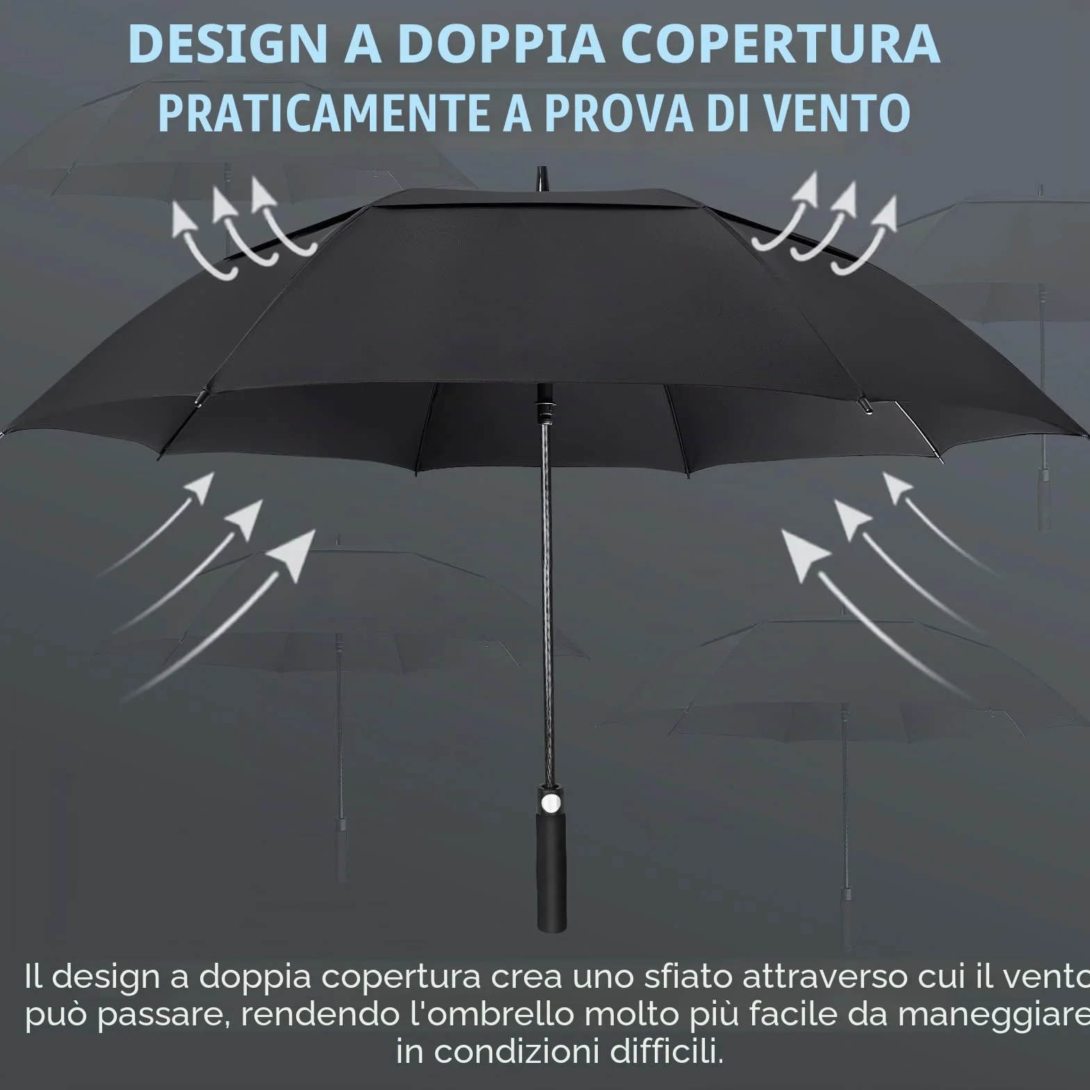 ZOMAKE Ombrello da Golf Grande 130/137/157/172cm - Automatico Ombrelli Pioggia Grandi Resistente Antivento Con Doppio Baldacchino - Extra Large Umbrella Per Uomo Donna