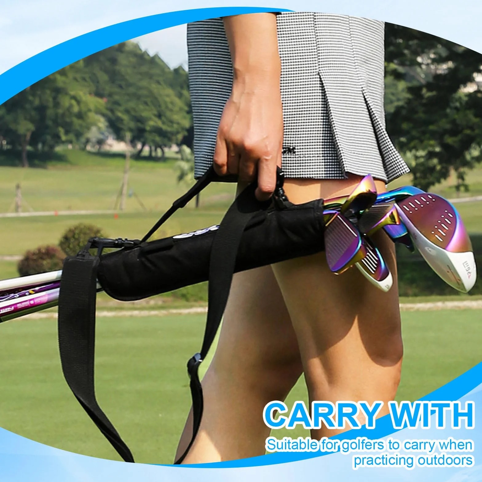 Borsa per Mazze da Golf, Mini Pieghevole golf Con Tracolla, Adatta L'Allenamento Del Campo, Borsa da Trasporto Leggera per Club da Golfs,Borsa a Tracolla per Allenamento da Golf per Uomo Donna