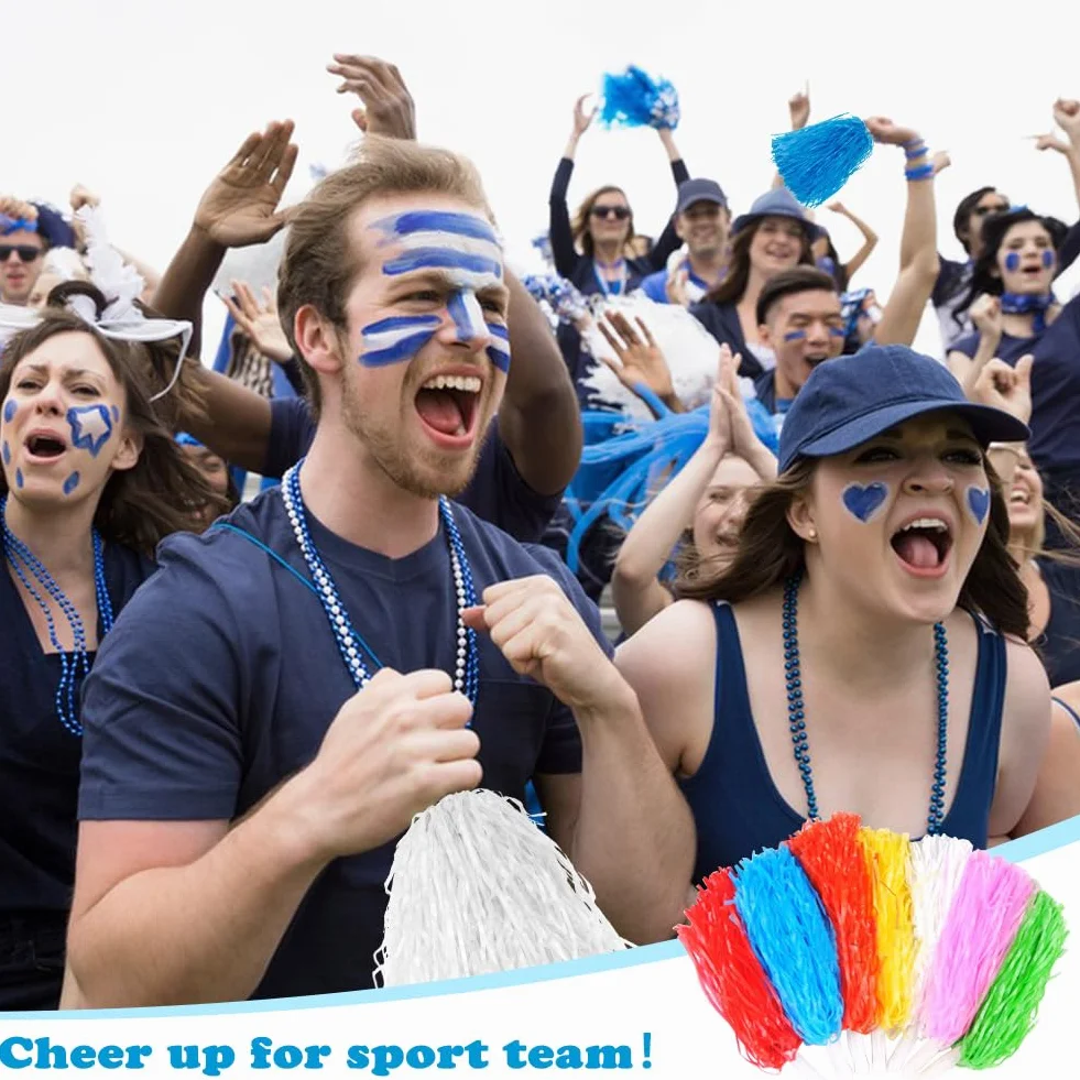 Lovecheer pompon blu e gialli da cheerleader in plastica con manico per sport danza feste