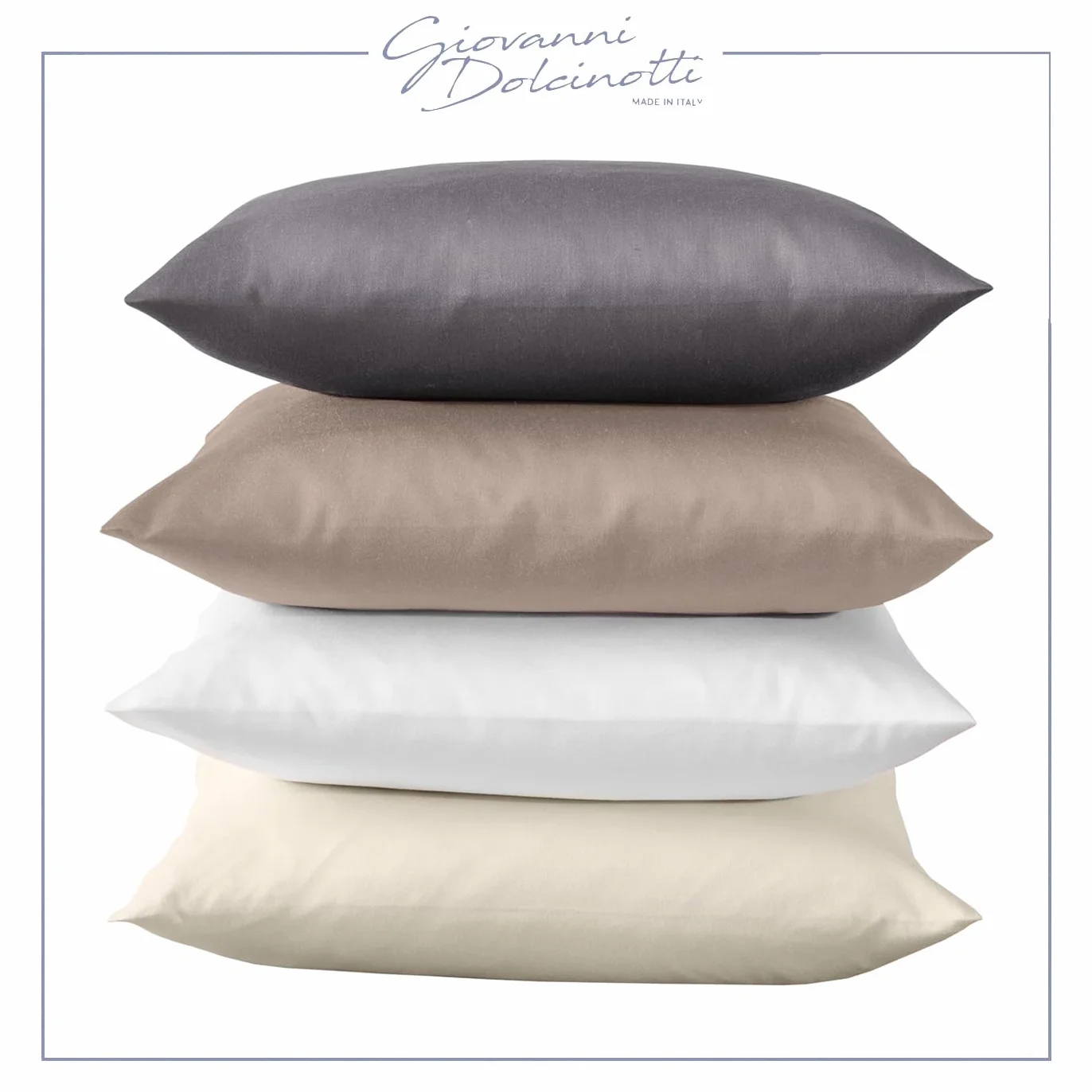 Giovanni Dolcinotti Copricuscini Decorativi 50x50 Set 2 Federe Cuscini Divano 100% Cotone Grigio Perla Modello Atlanta