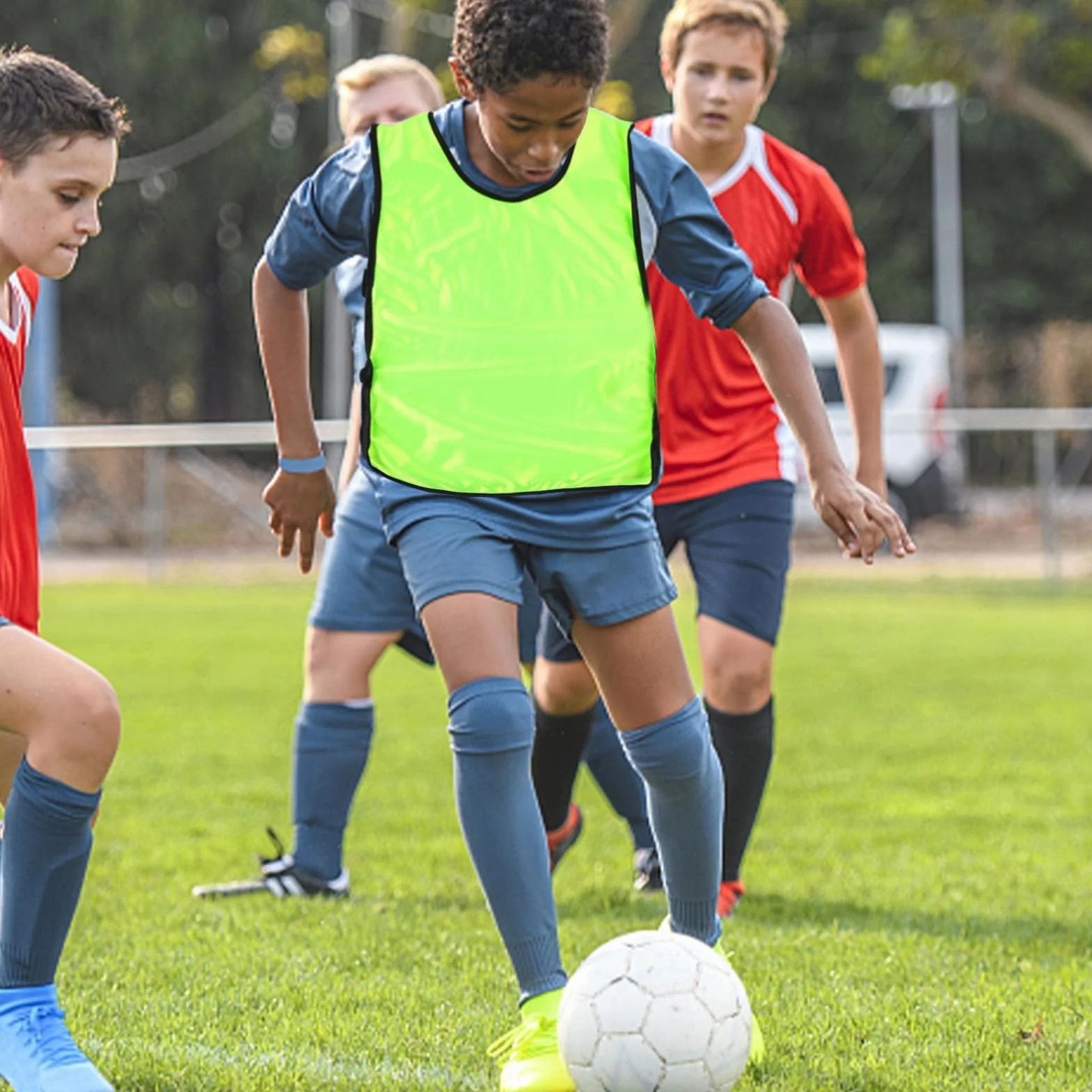 Agatige Gilet da Allenamento Calcio 5 Pezzi Scrimmage Squadra Pratica Maglia Bambino Giovani Sport