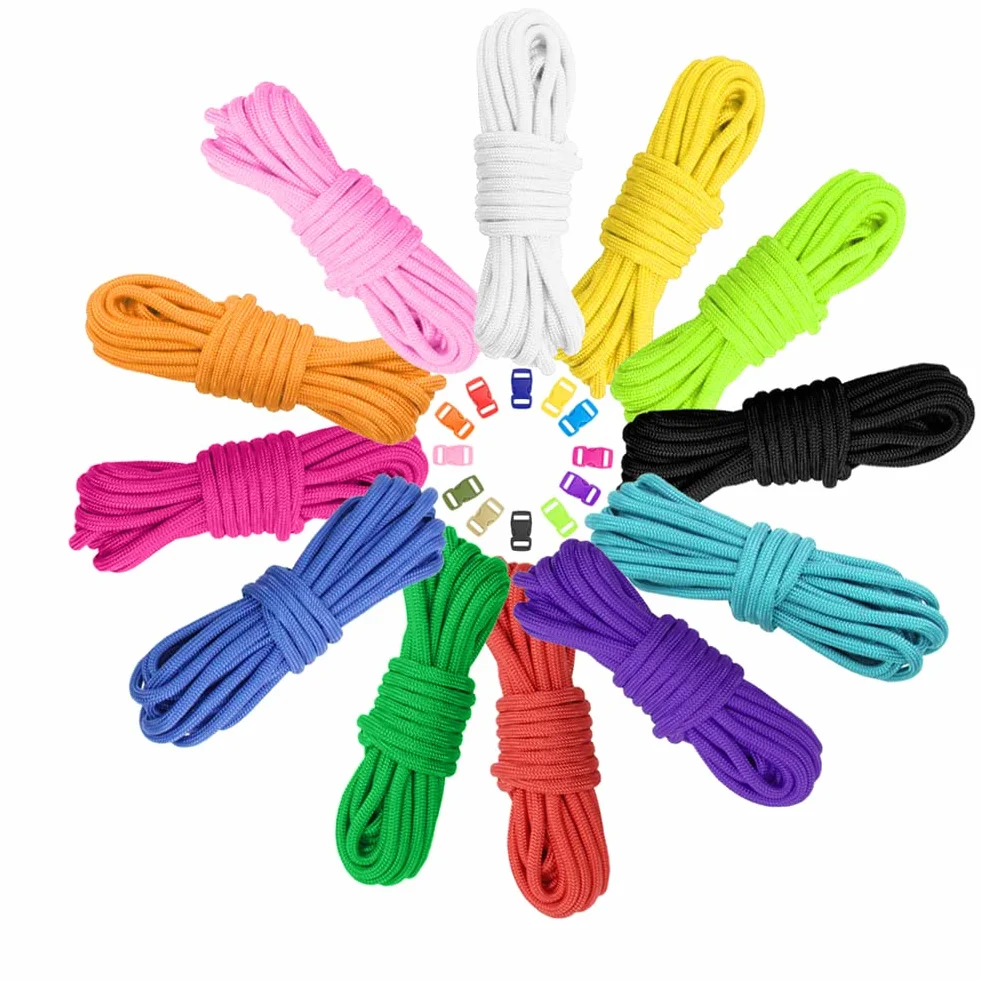 Paracord Kit 12 Colori 10 ft Corda da Paracadute per Sopravvivenza Braccialetto Fai Da Te