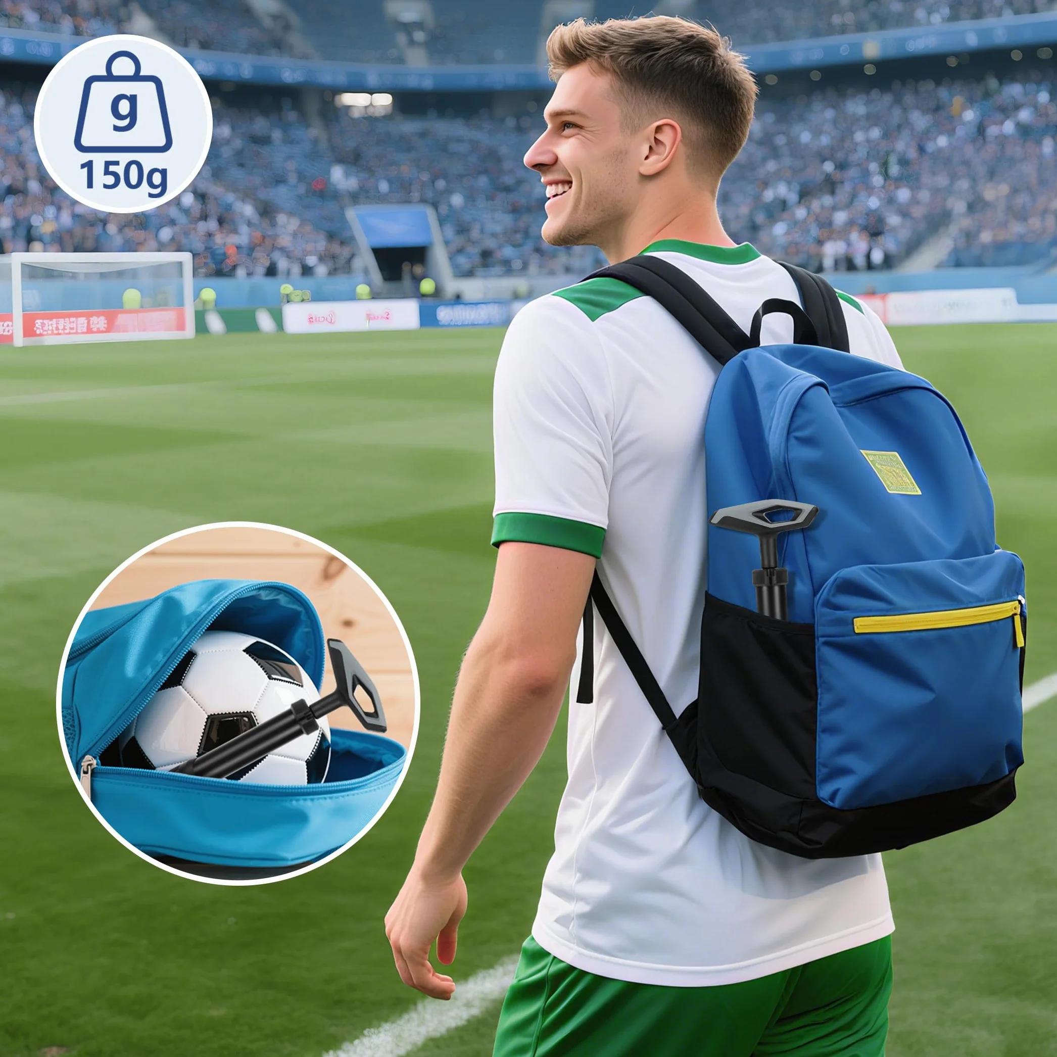 Alyvisun Pompa per Palloni Portatile con Ago e Tubo di Estensione, Tubo in Lega di Alluminio per Basket, Pallavolo, Pallone