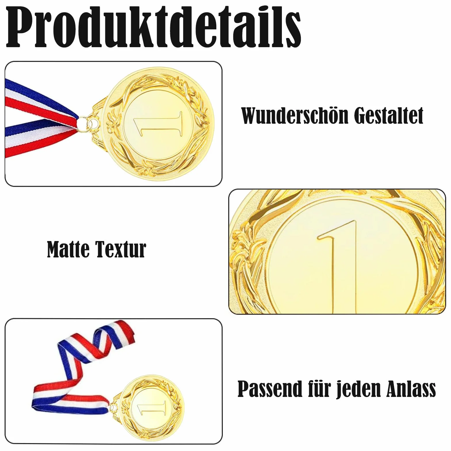 Medaglie di Premio Oro Argento Bronzo con Nastri Diametro 5,0 cm per Sport Concorsi