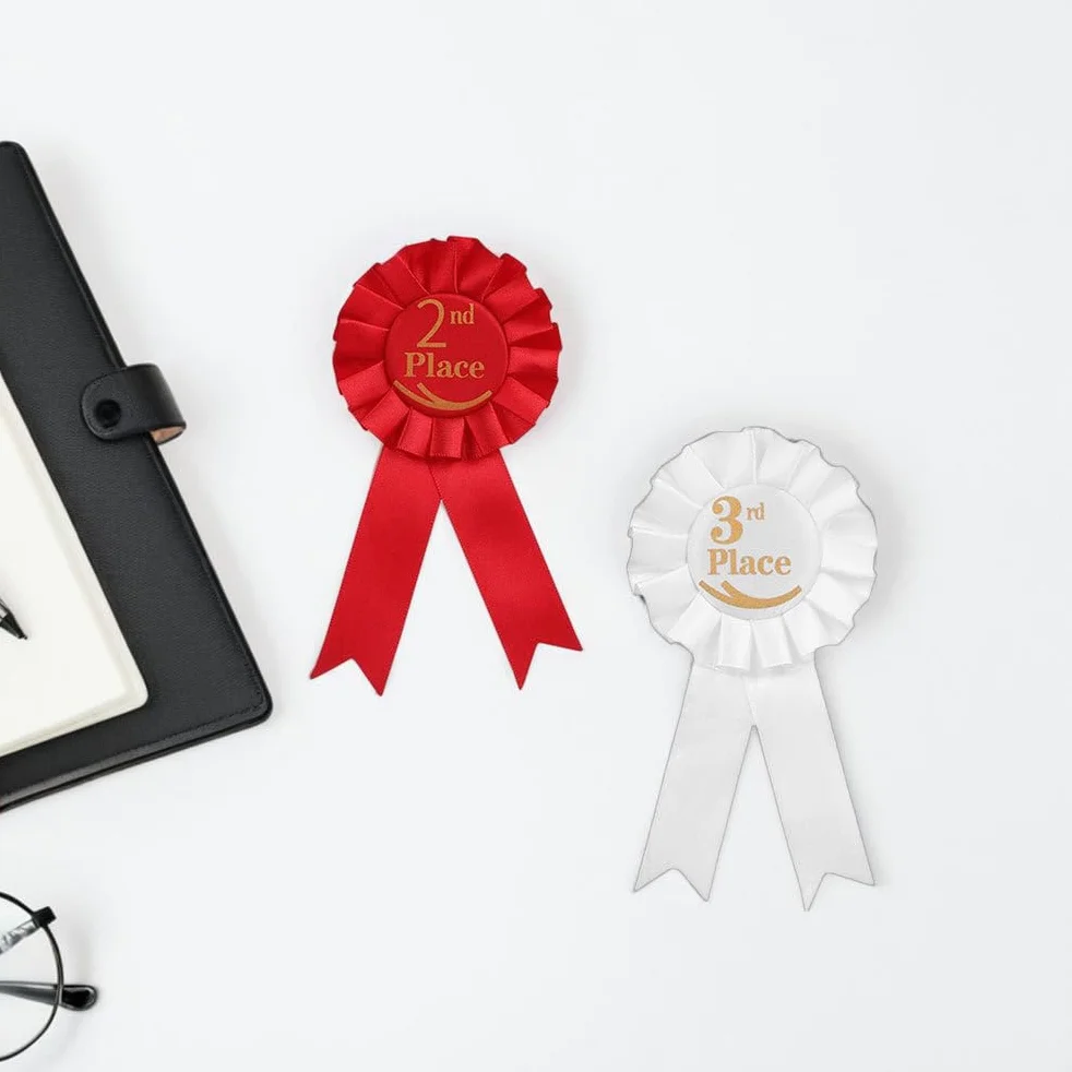 Set di 9 Nastri Premio in Raso con Spilla per 1° 2° 3° Posto Distintivi Sportivi