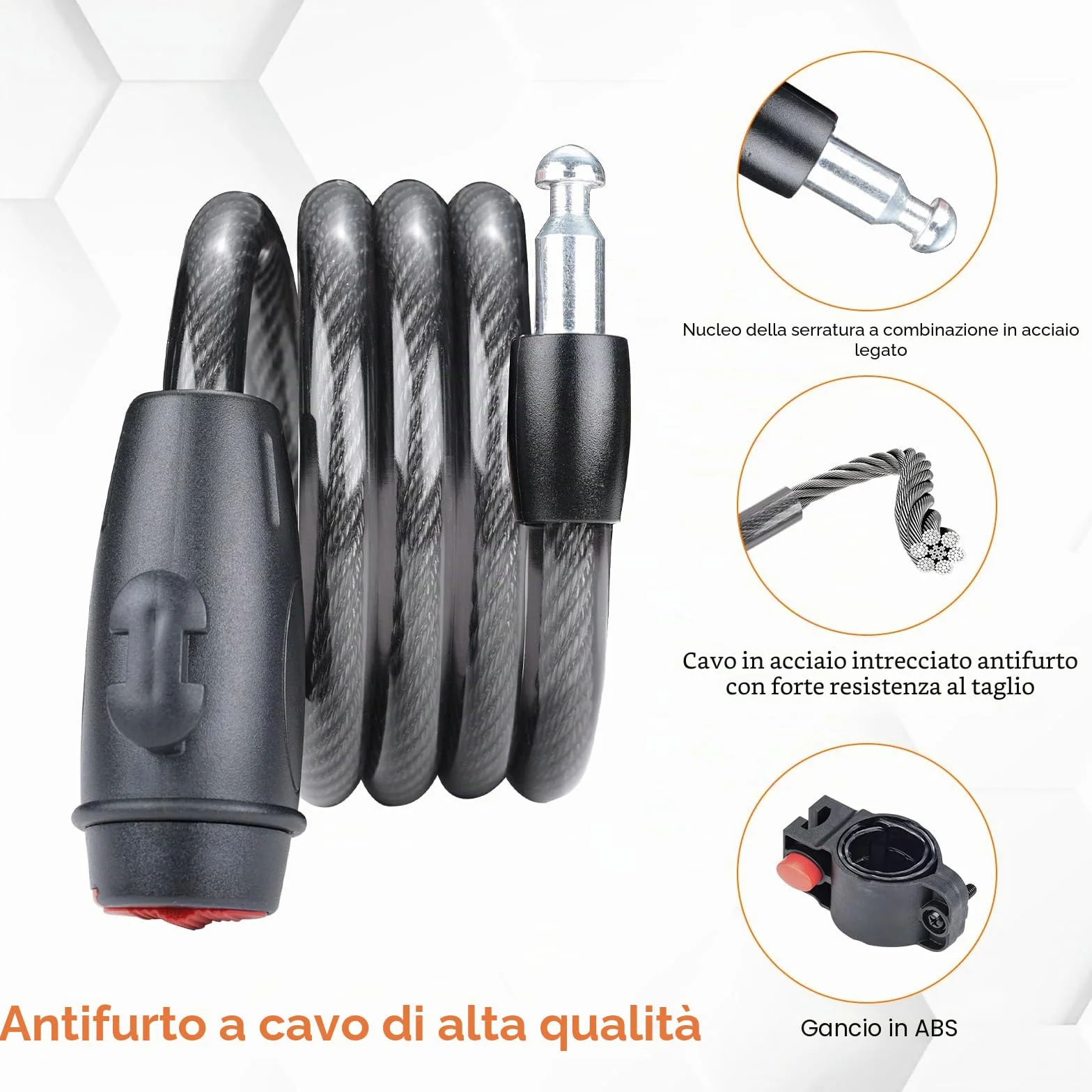 GRIFEMA GA1204-12 Lucchetto per bicicletta con 2 chiavi, nero