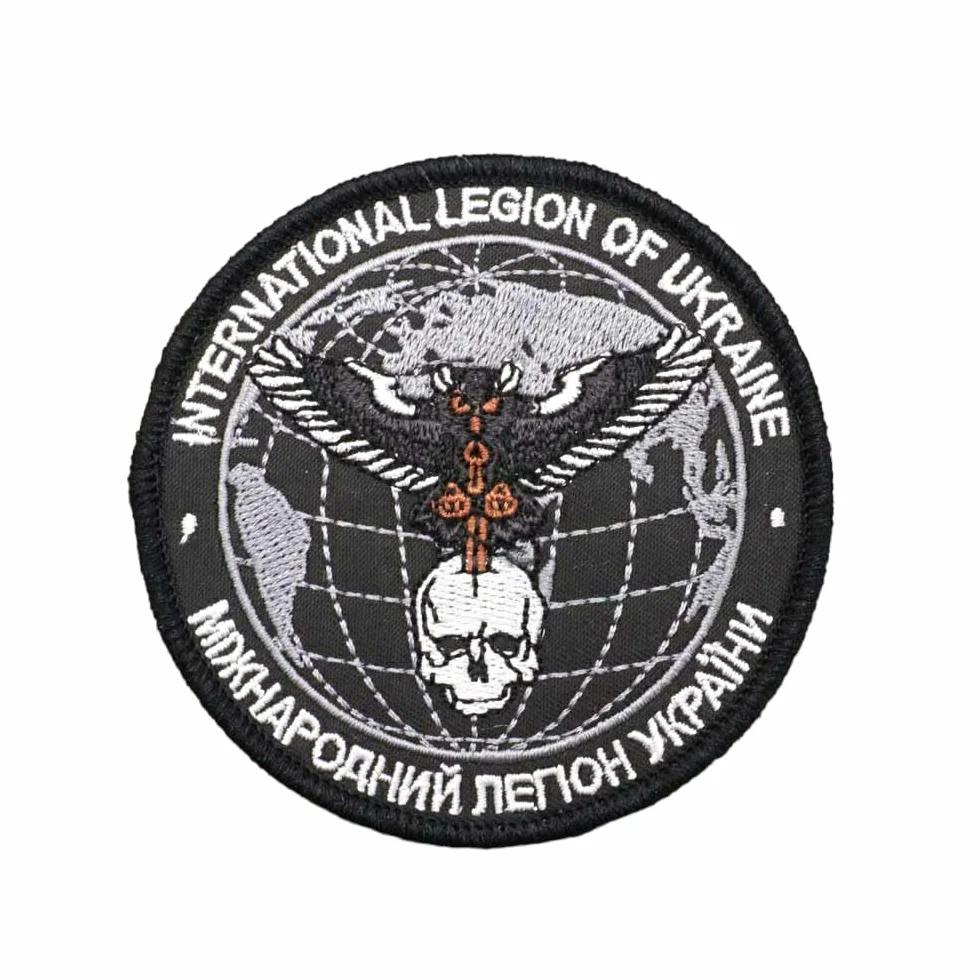 Toppa tattica della Legione Internazionale dell'Ucraina, 80 x 80 mm