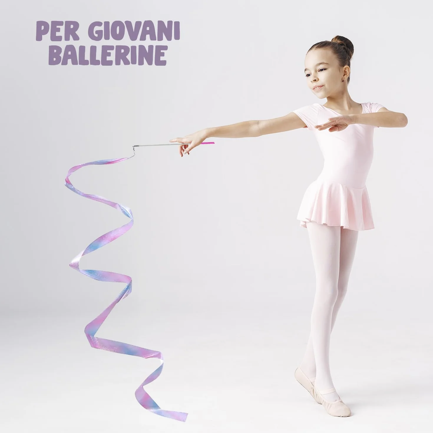 Nastri Ginnici Rosa 2m per Danza Ginnastica Ritmica Sportiva Bambini Adulti