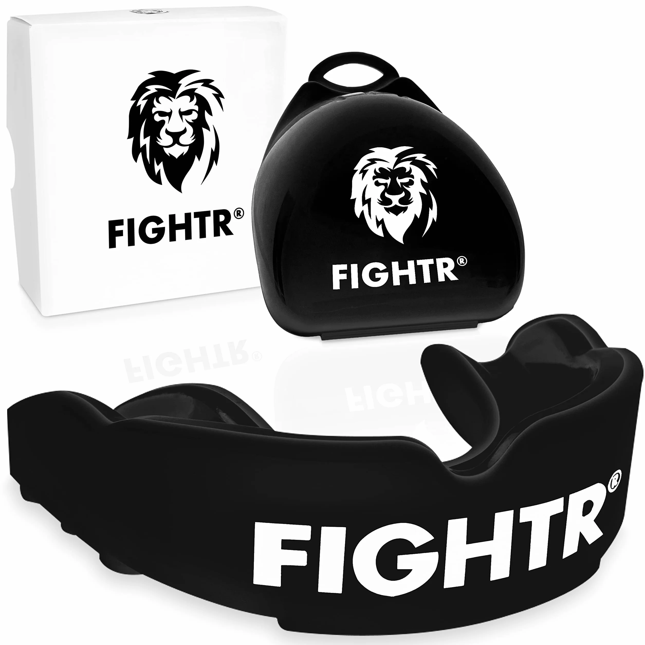 FIGHTR® paradenti sportivo regolabile per boxe MMA Muay Thai Hockey arti marziali con scatola igienica