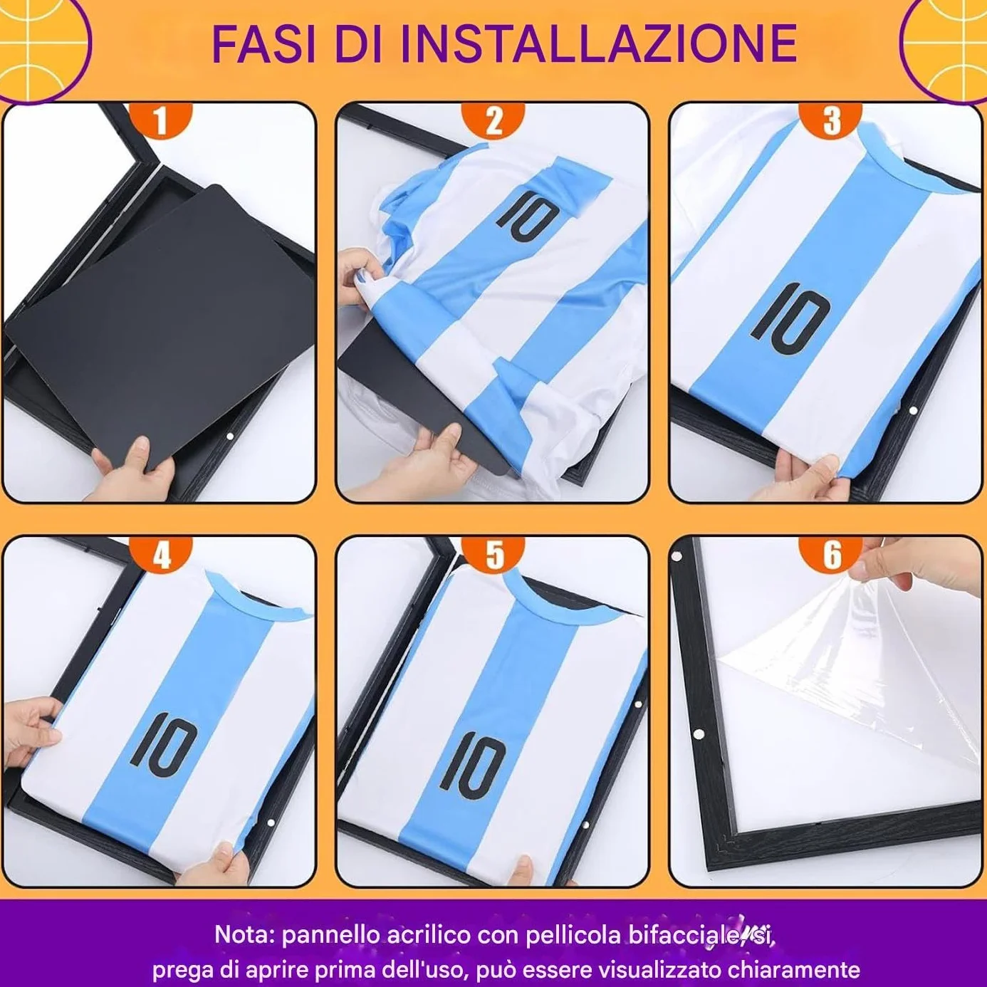 Cornice Espositiva Per Magliette Sportive, Vetrina Trasparente Da Parete, Uniformi Basket Calcio Baseball