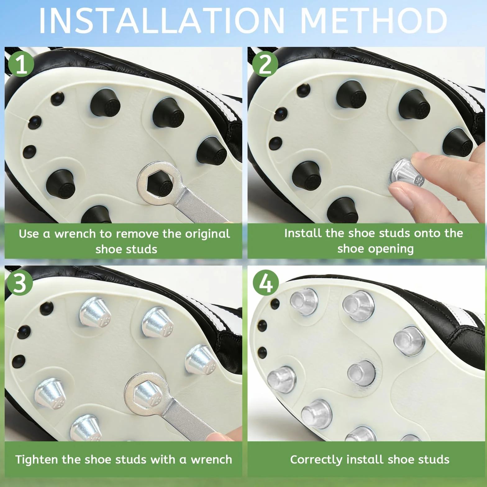 Tacchetti da Calcio Ferro 12 Pezzi Compatibili per Scarpe Sportive con Chiave 11 mm 13 mm