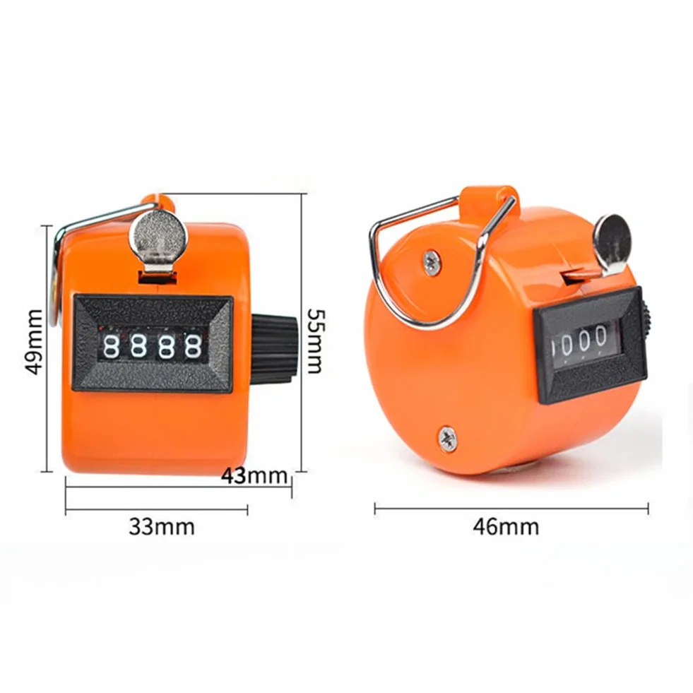 Contatore Manuale in Metallo 3 Pezzi, Tally Counter Digitale Display a 4 Cifre