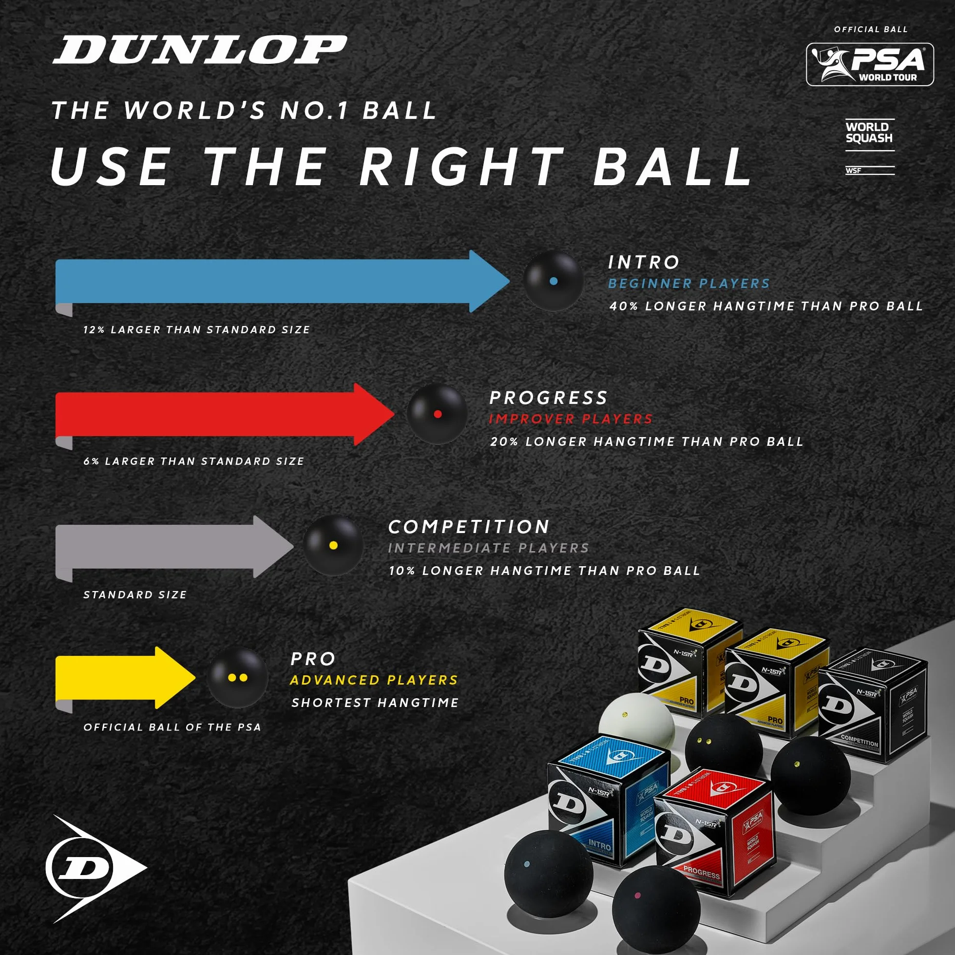 DUNLOP Palline da Squash Intro Blue per Principianti