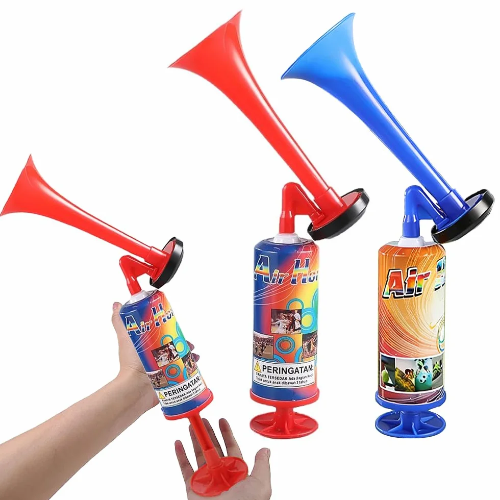 Tromba da Stadio 28cm 2 Pezzi, Corno da Stadio Forte, Handheld Fanfare Air Horn per Feste, Partite Calcio, Eventi Sportivi Rosso Blu