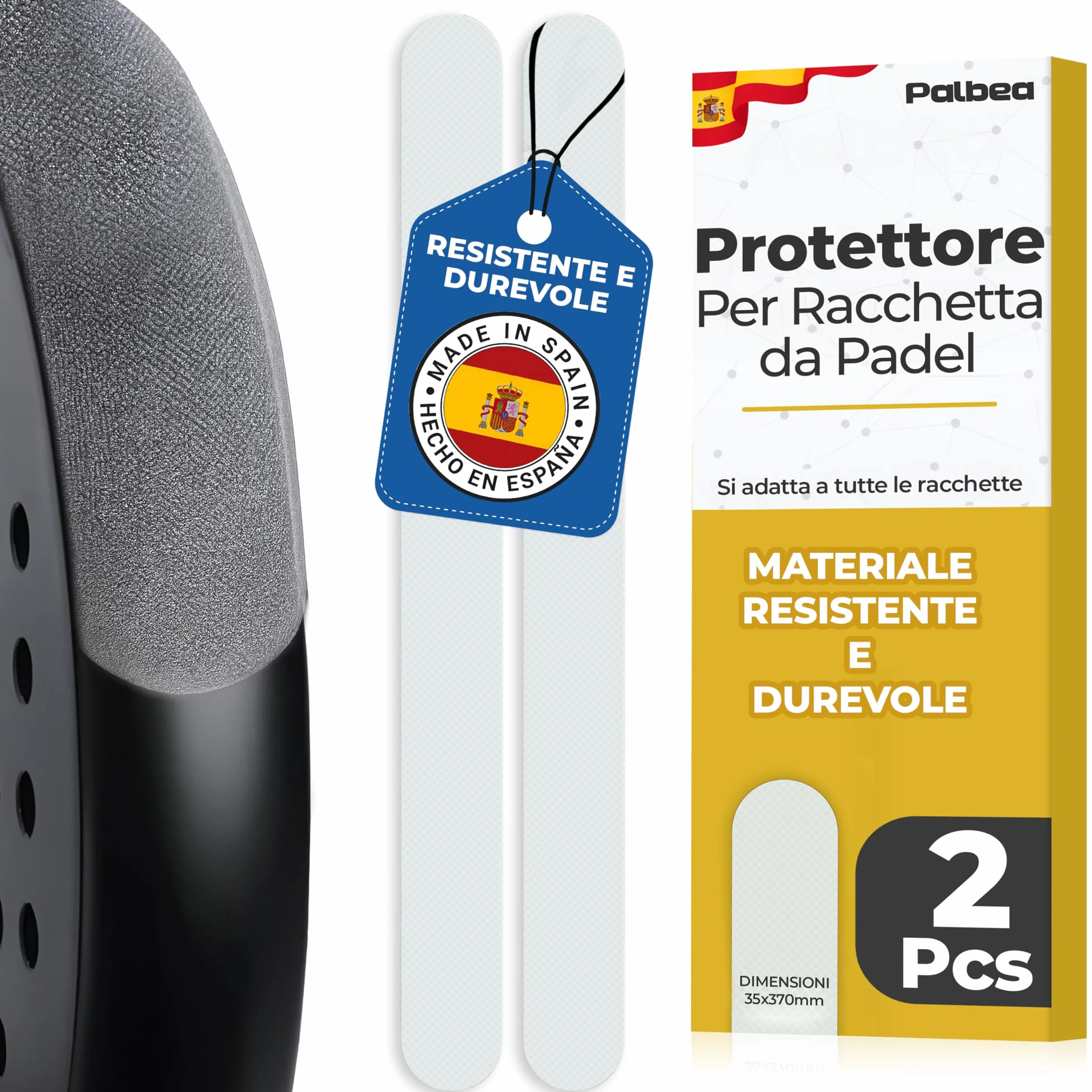 Palbea Protezione Racchetta Padel Trasparente 35x370mm Paracolpi Ruvido Leggero Resistente
