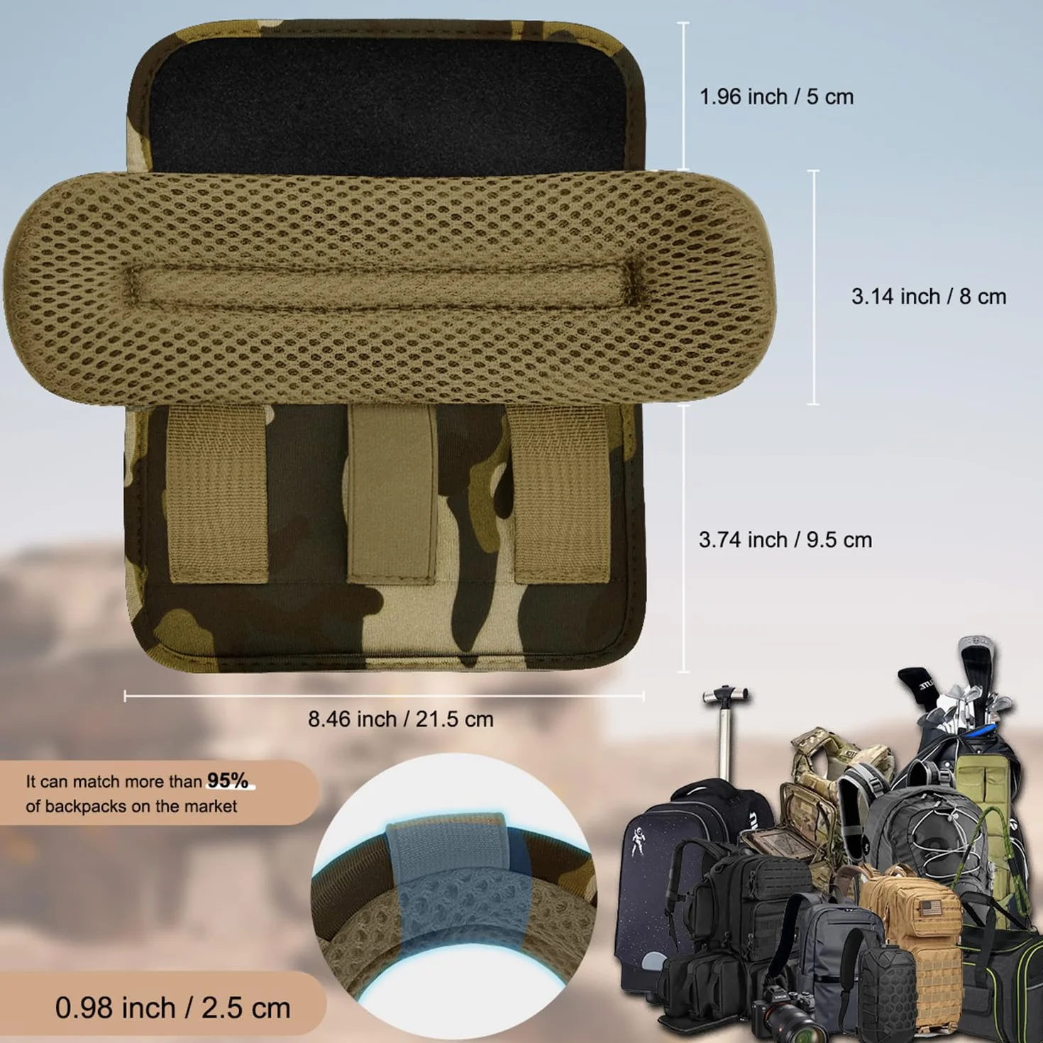 ZINZ Spalline Larghe Universali con Cuscino Ultra Spesso per Borsa da Viaggio 2 Pezzi