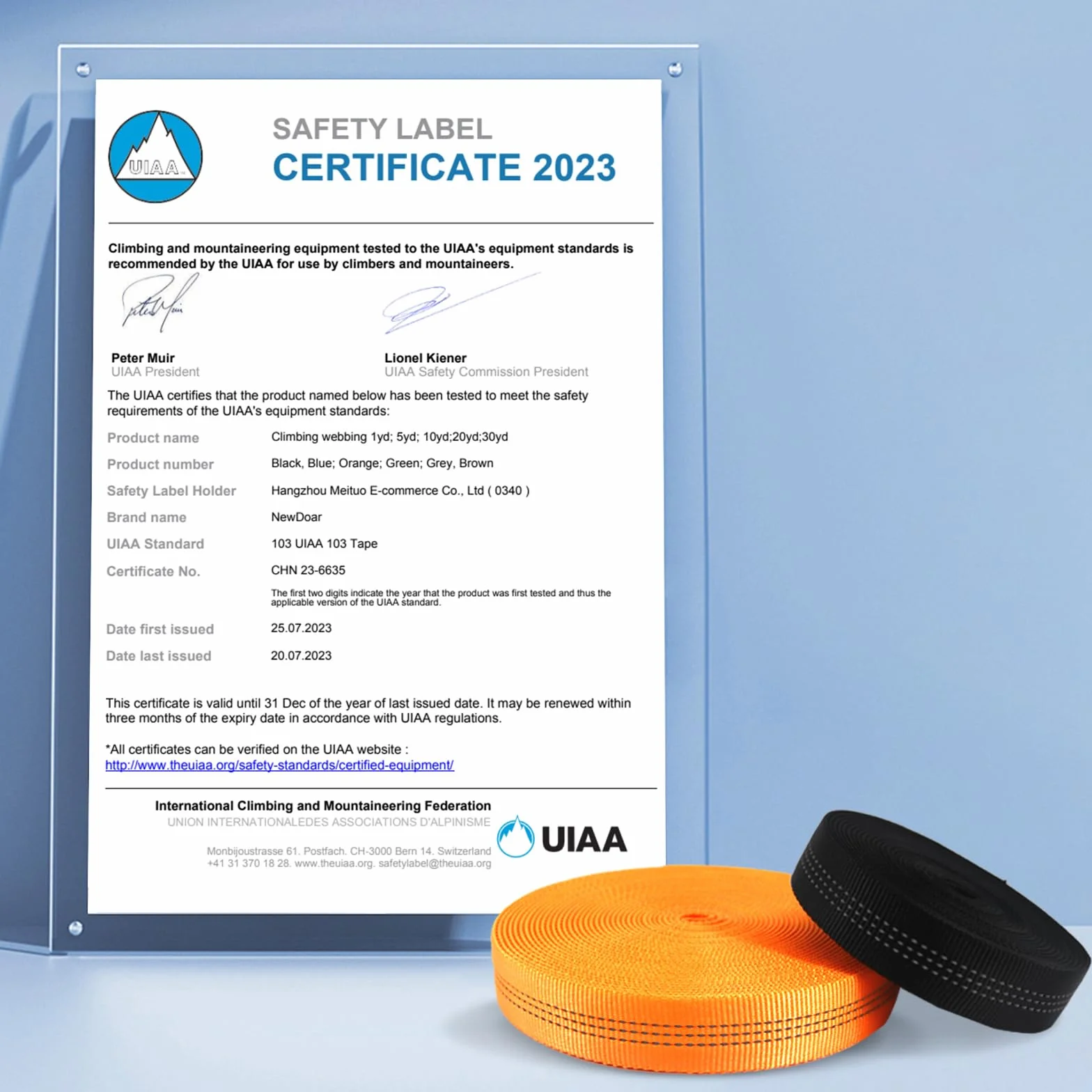 NewDoar Cinghia tubolare in nylon certificata CE UIAA 2,5 cm per arrampicata
