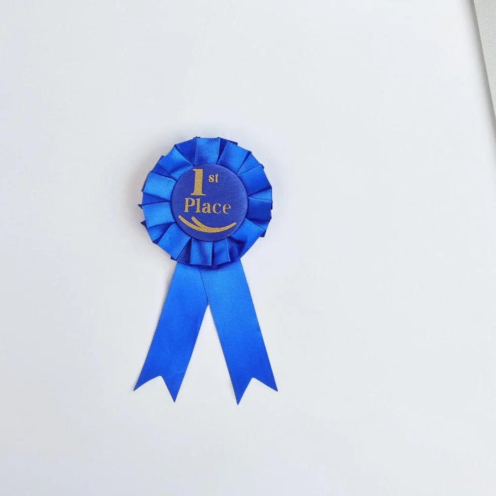 Set di 9 Nastri Premio in Raso con Spilla per 1° 2° 3° Posto Distintivi Sportivi